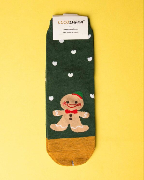 جوراب نخی آدمک خال‌خالی - یشمی - ساق کوتاه