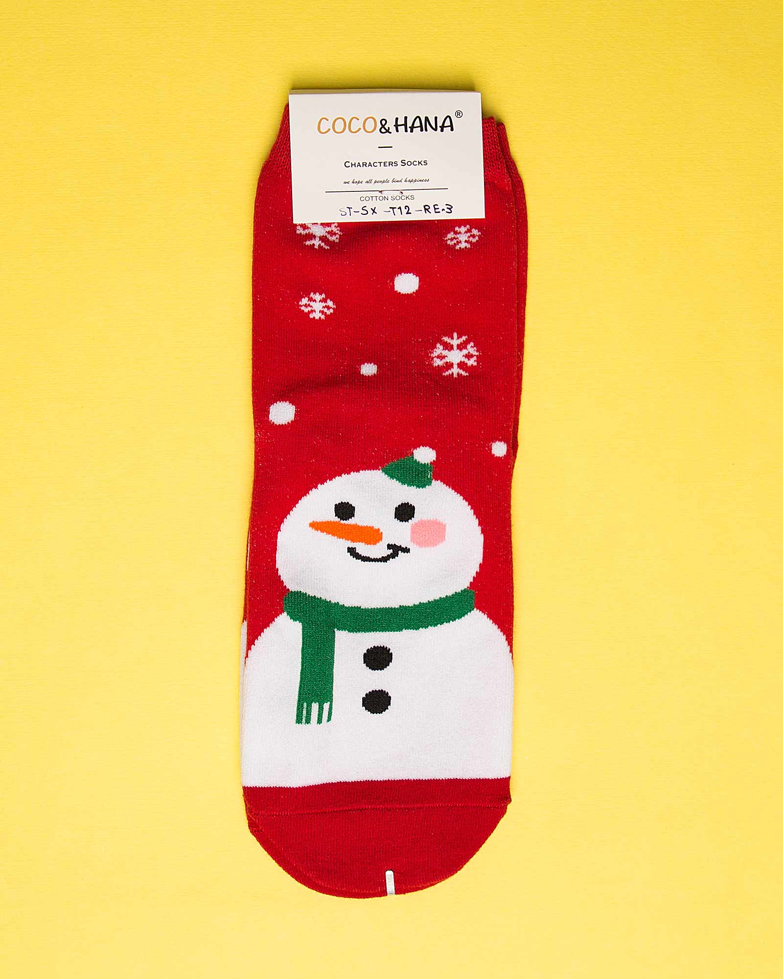 جوراب نخی طرح آدم برفی-روبه رو