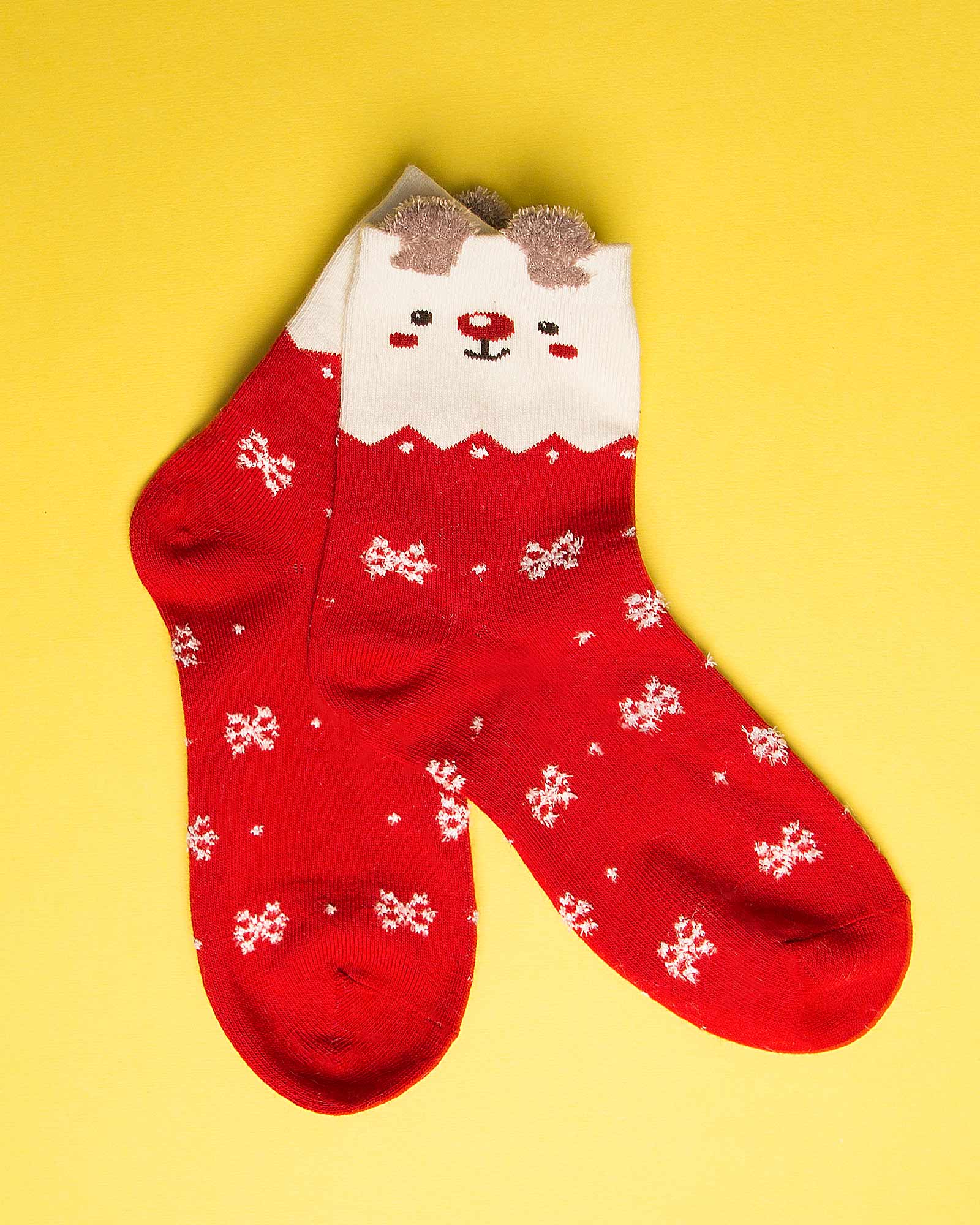 جوراب نخی طرح برف و زمستان-روبه رو