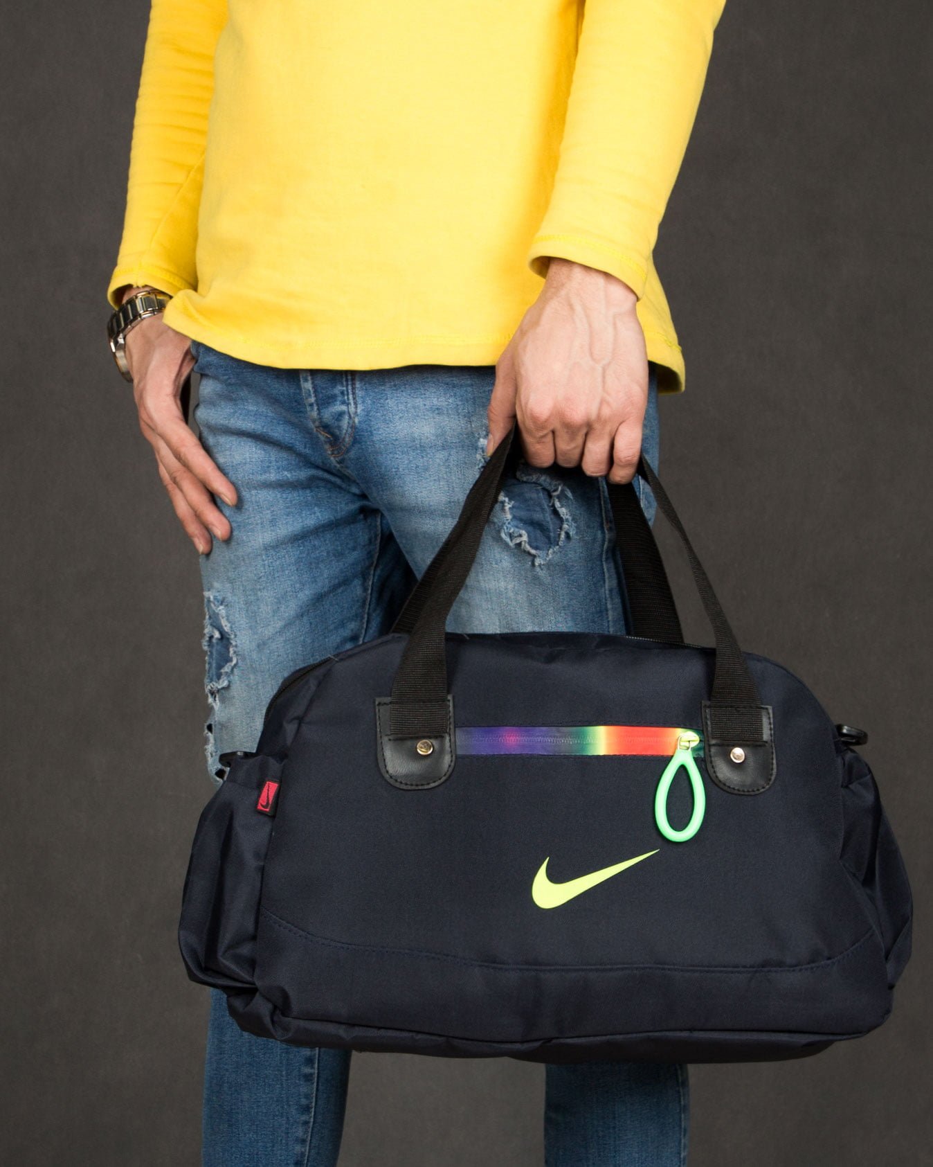 ساک ورزشی طرح نایک - سرمه‌ای تیره - محیطی