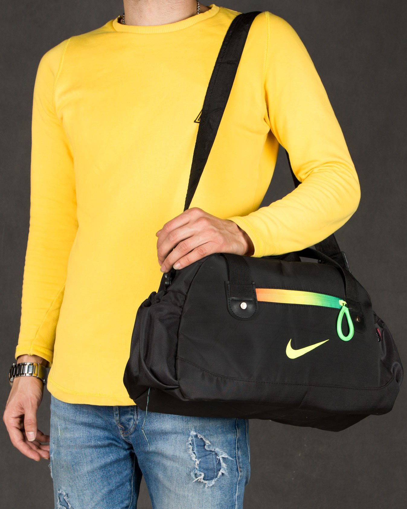 ساک ورزشی طرح نایک - مشکی - محیطی