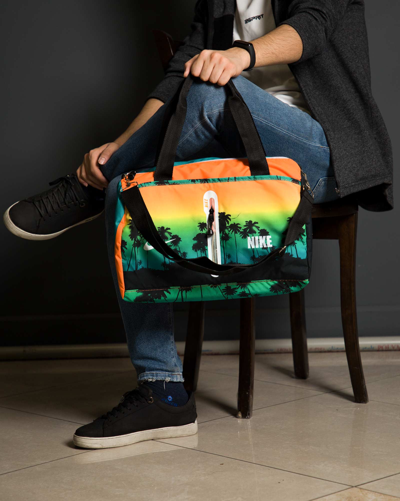 ساک ورزشی طرح‌ نخل نایک - نارنجی - محیطی