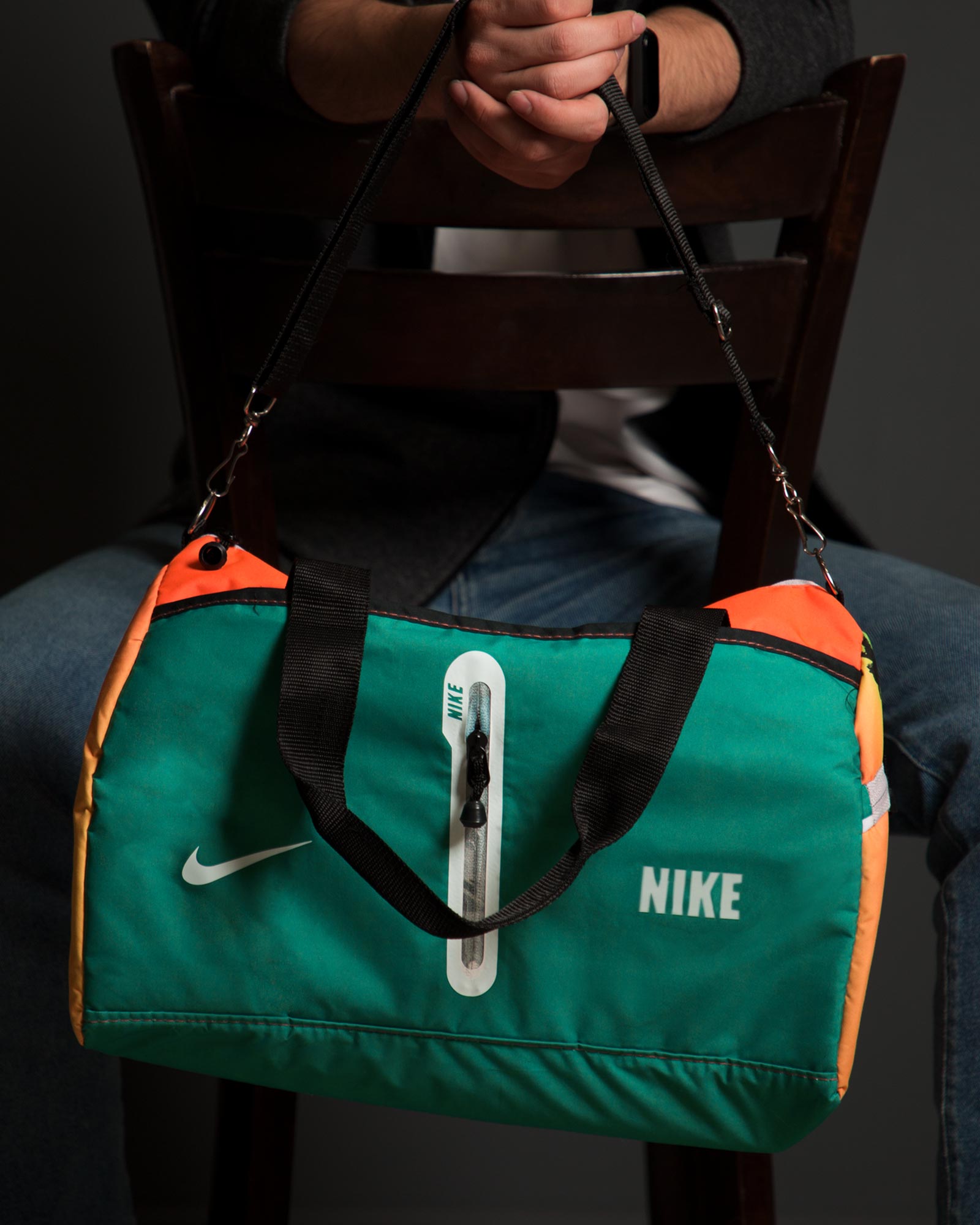 ساک ورزشی طرح‌دار نارنجی سبز - خزه‌ای - محیطی