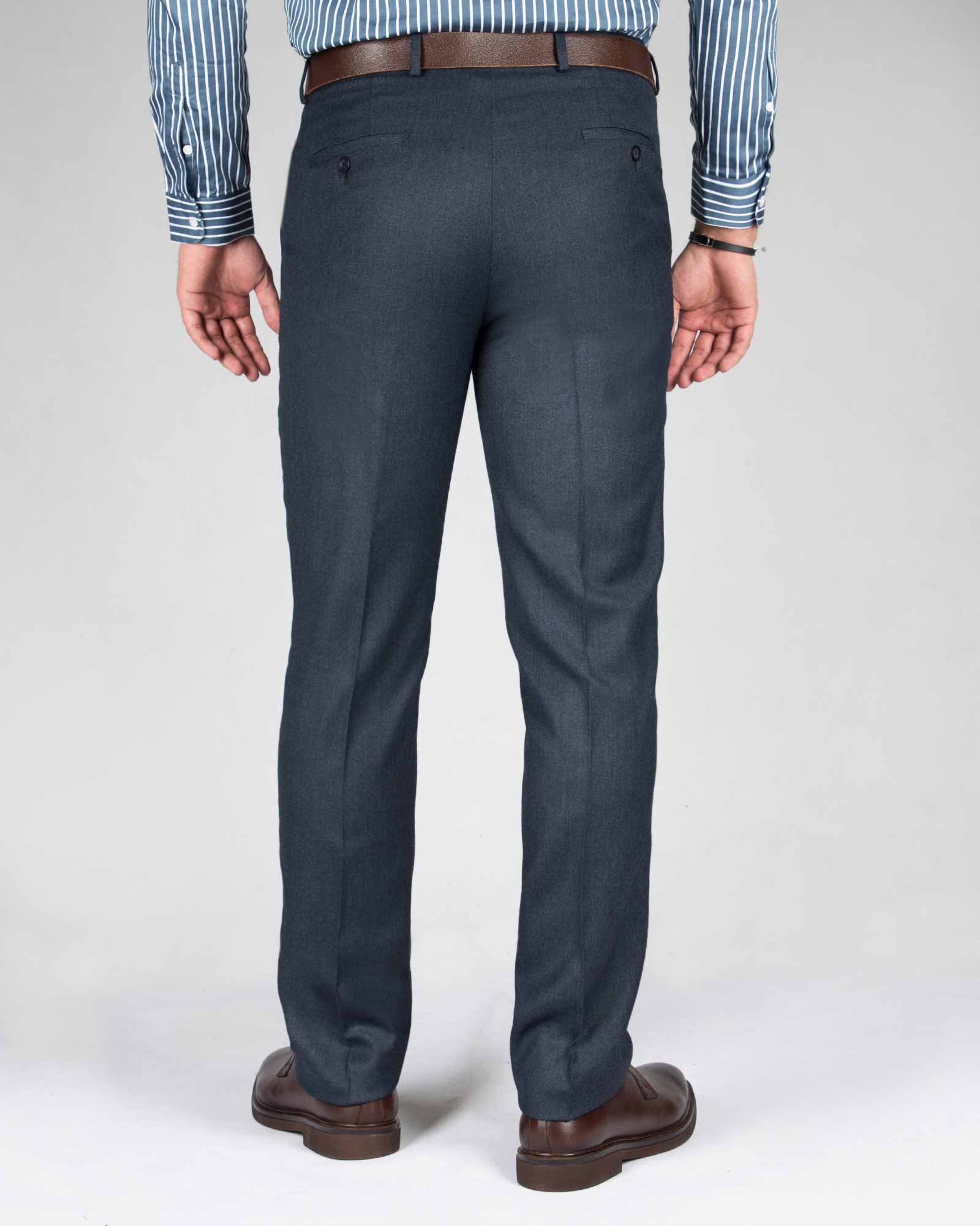 شلوار فاستونی راسته مردانه - سرمه‌ای - پشت