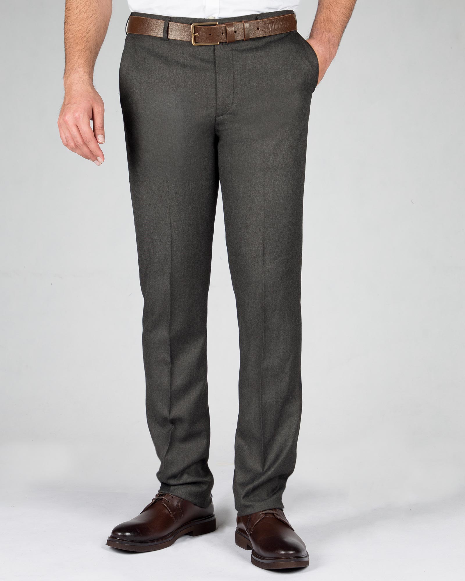 شلوار فاستونی راسته مردانه - طوسی قهوه‌ای - رو به رو