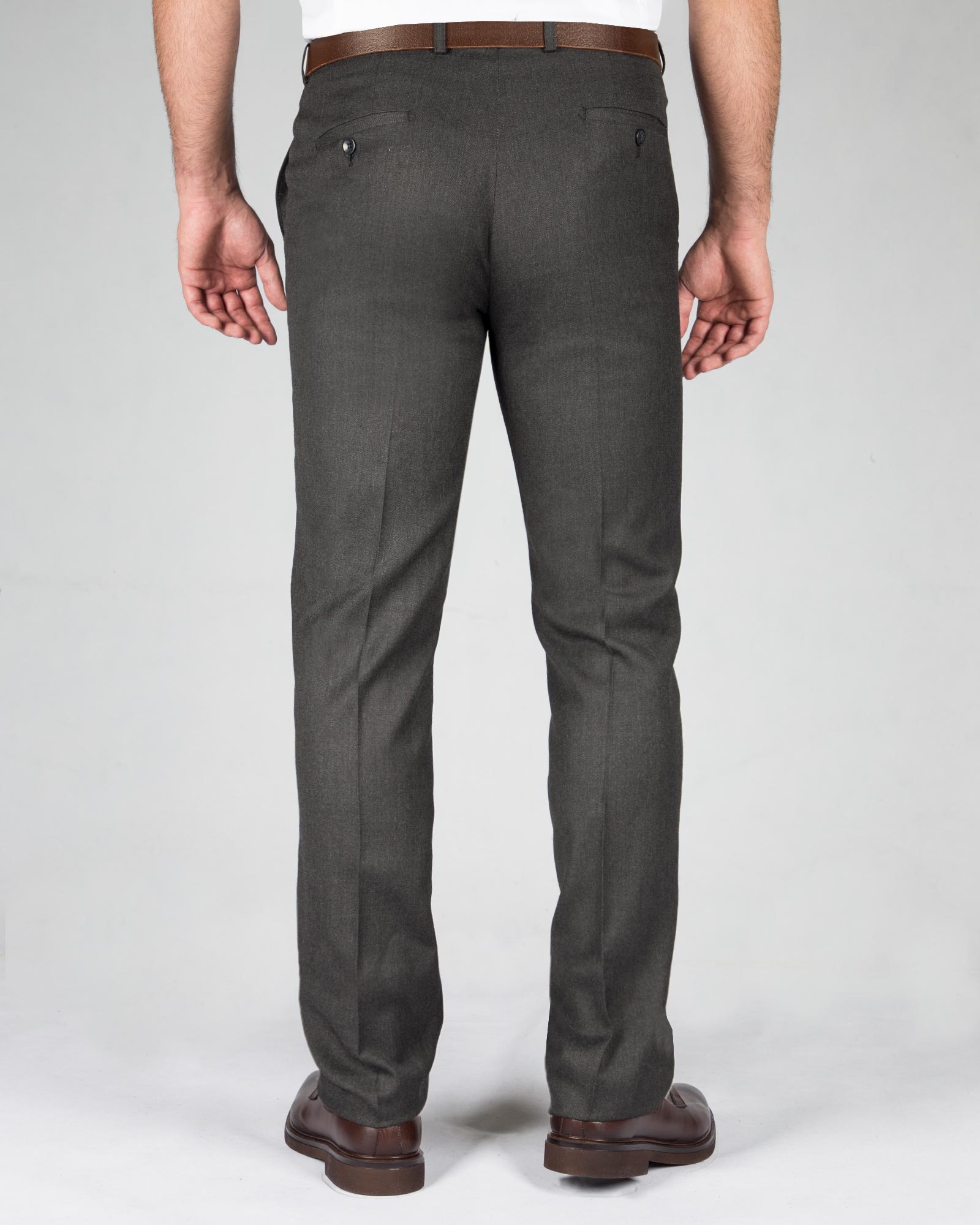 شلوار فاستونی راسته مردانه - طوسی قهوه‌ای - پشت