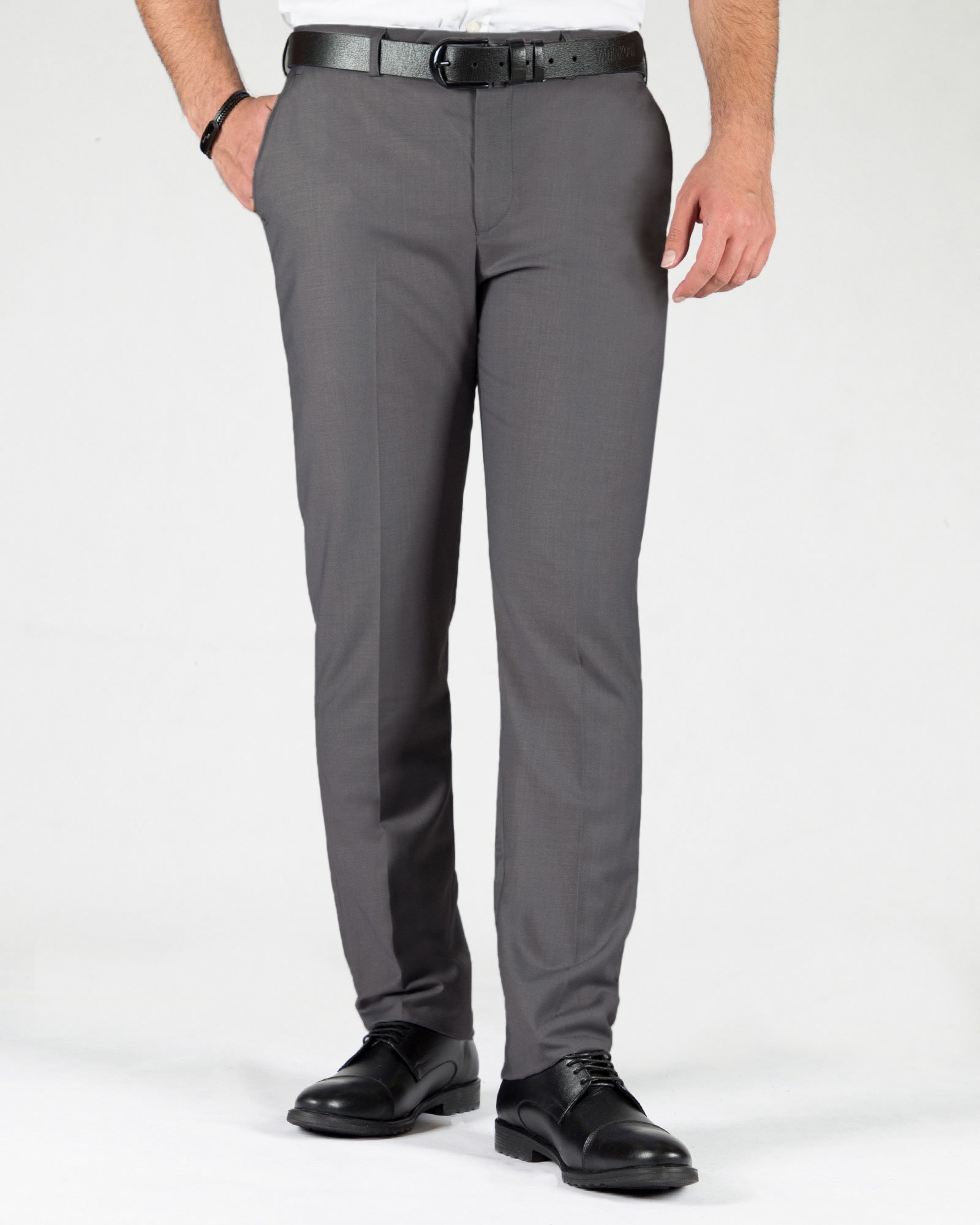 شلوار مردانه پارچه‌ای - خاکستری - رو به رو
