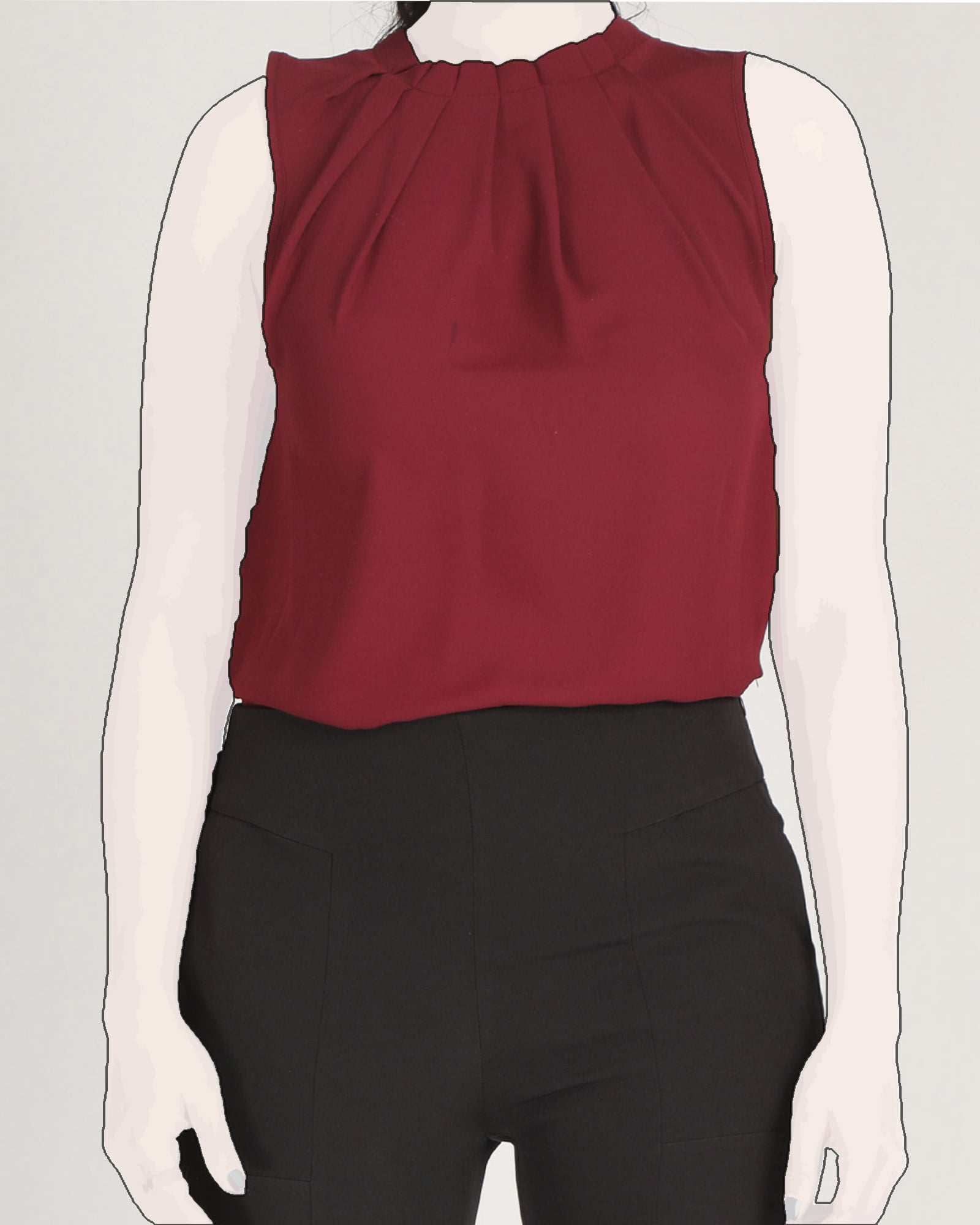 شومیز آستین حلقه‌ای زنانه - عنابی - رو به-رو-محیطی