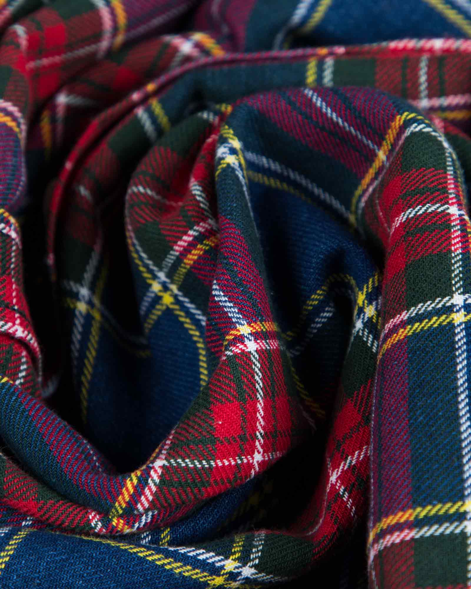 شومیز چهارخانه جین - سرمه‌ای قرمز - جین طرح‌دار