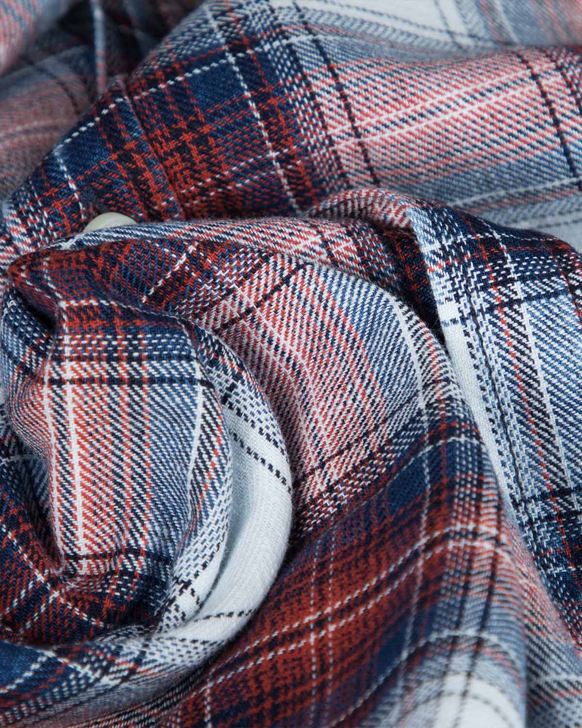 شومیز چهارخانه جین - سفید زرشکی - جین طرح‌دار