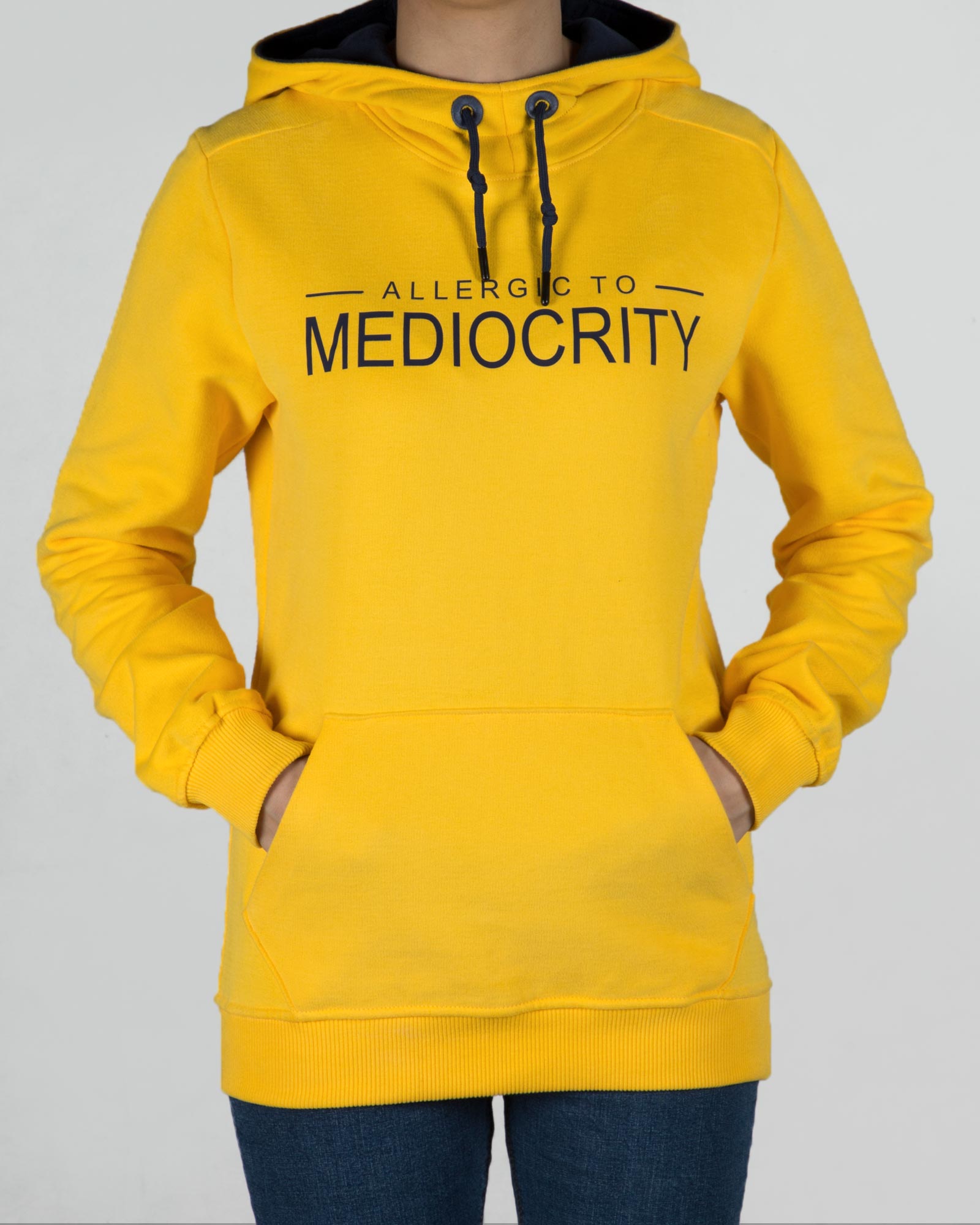 هودی نخ پنبه ای اسپرت زنانه - زرد - رو به رو