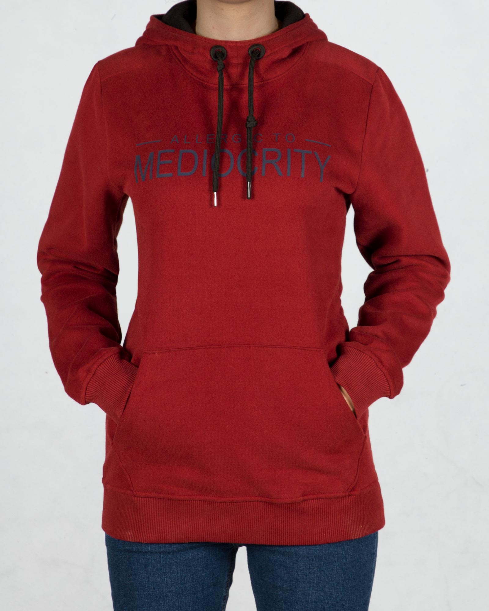 هودی نخ پنبه ای اسپرت زنانه - شرابی - رو به رو