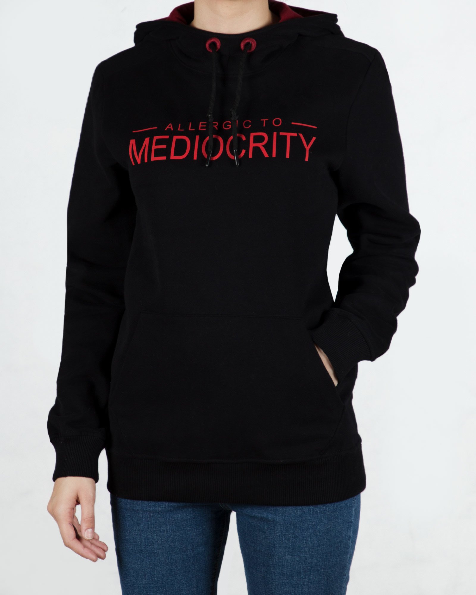 هودی نخ پنبه ای اسپرت زنانه - مشکی - رو به رو