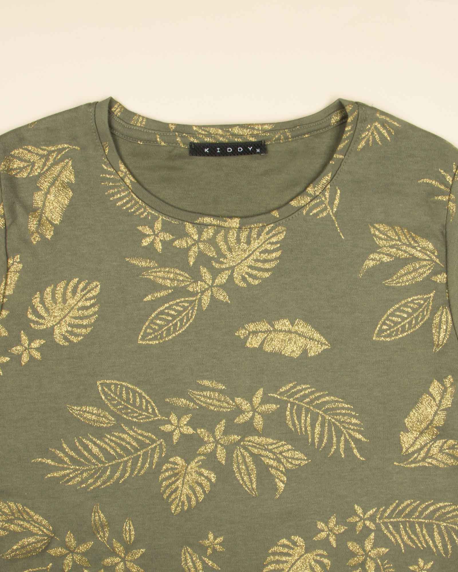 تونیک زنانه طرح برگ و گل - زیتونی - طرح اکلیلی