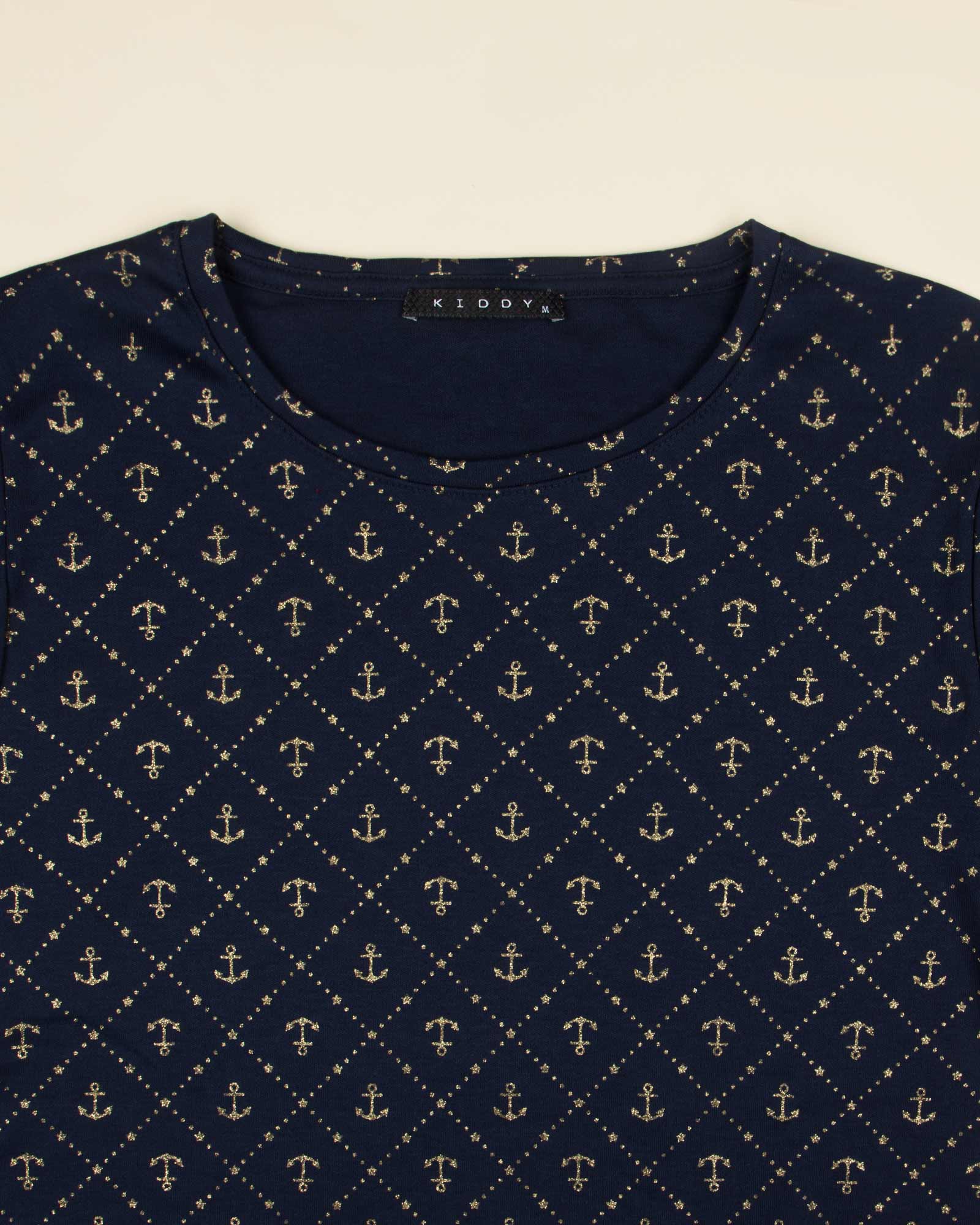 تونیک زنانه یقه گرد طرح‌دار - سرمه‌ای تیره - بلوز طرح لنگر