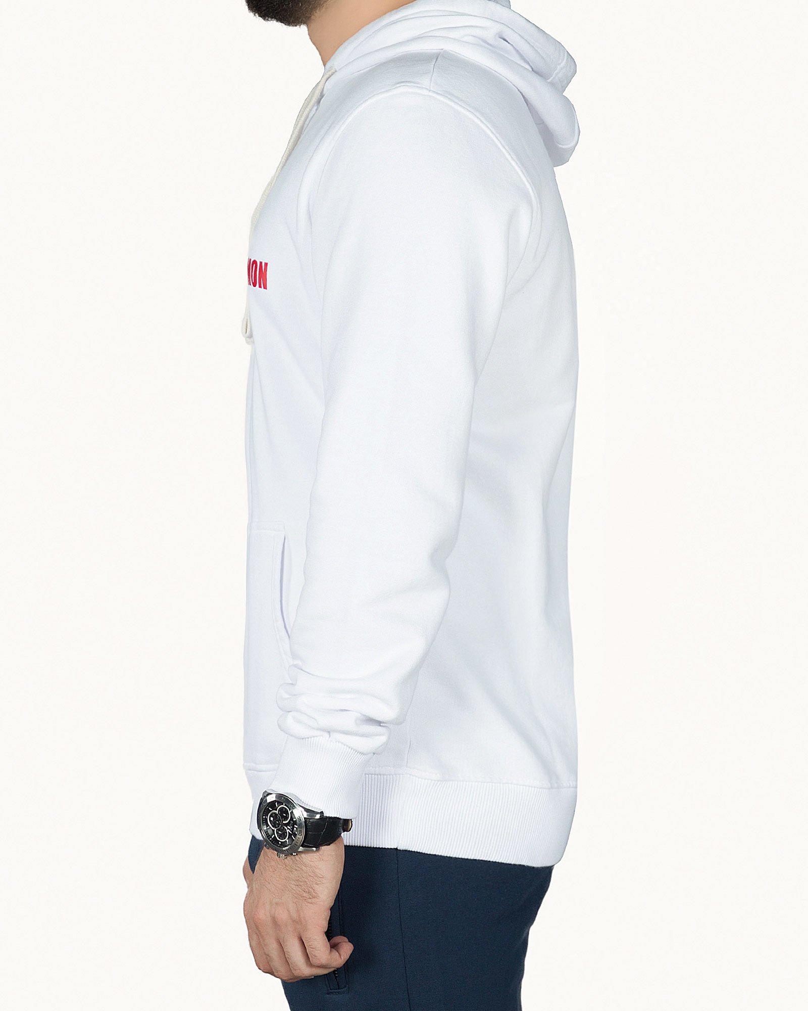 سویشرت کلاه دار مردانه سفید - سفید - نیم رخ