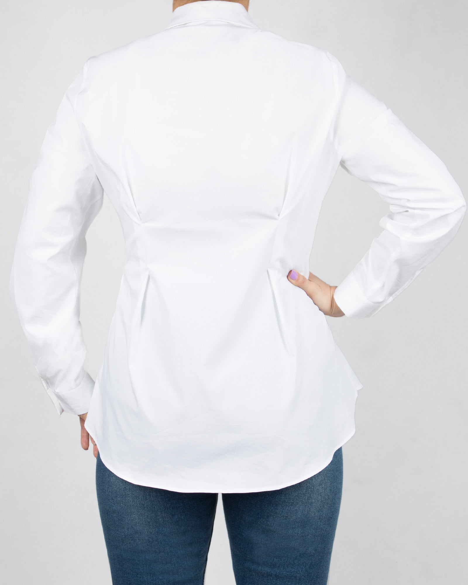 شومیز زنانه یقه ایستاده-سفید-پشت