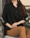 شومیز مجلسی سایز بزرگ کرپ - دخترانه-مشکی