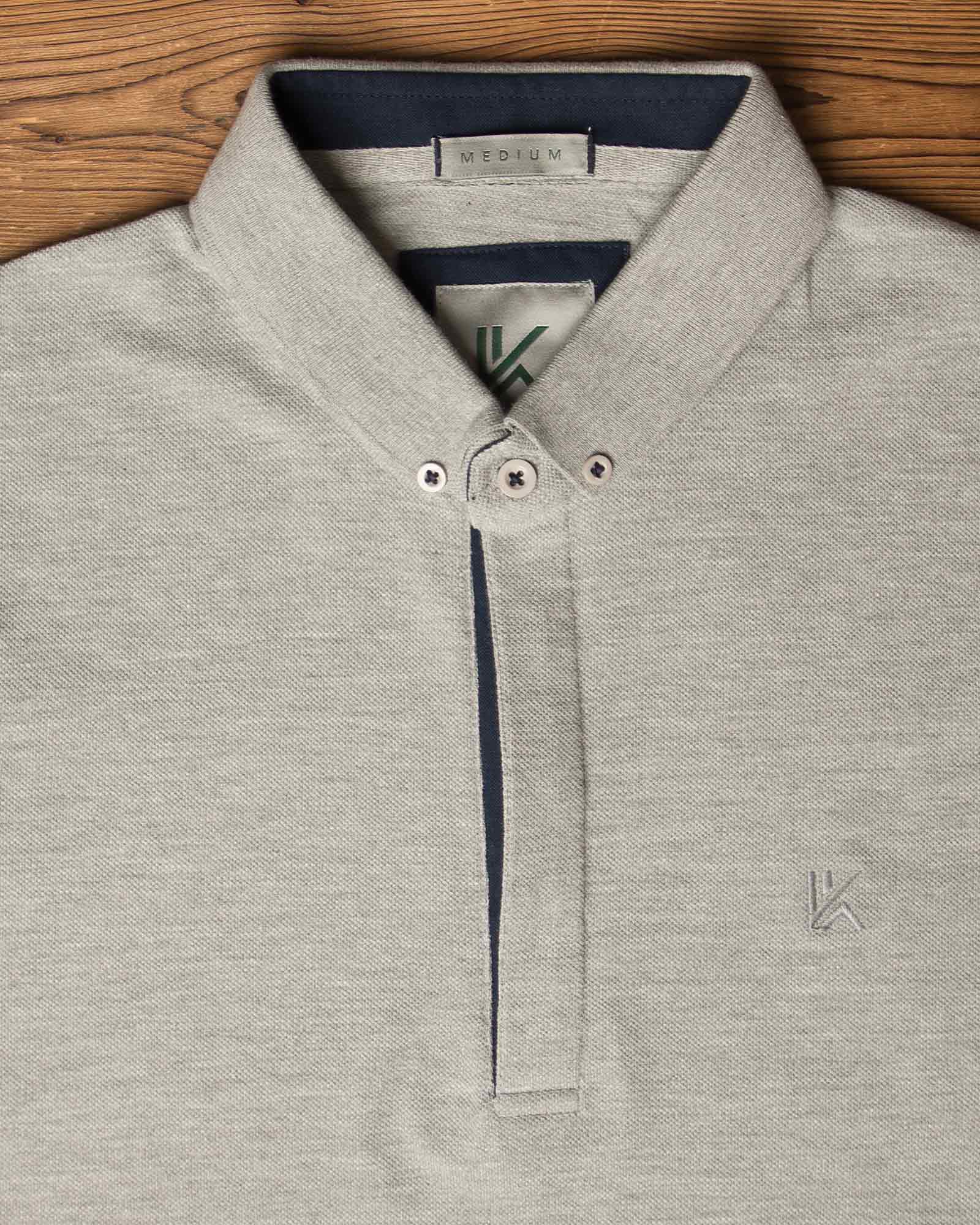 پولوشرت ساده جودون مردانه - طوسی کمرنگ - تیشرت یقه‌دار وادین‌کوک