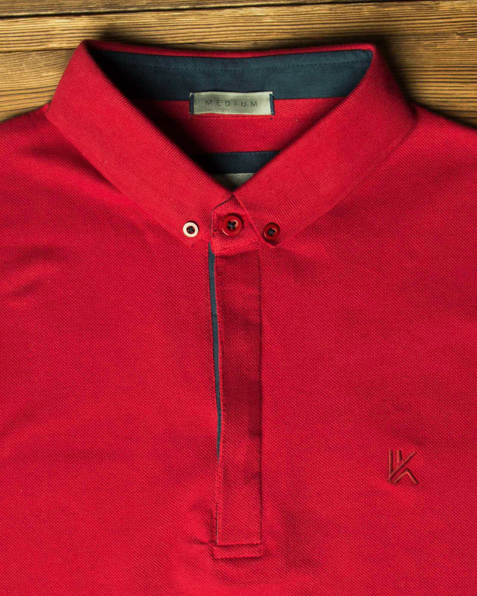 پولوشرت ساده جودون مردانه - قرمز - تیشرت یقه‌دار وادین‌کوک