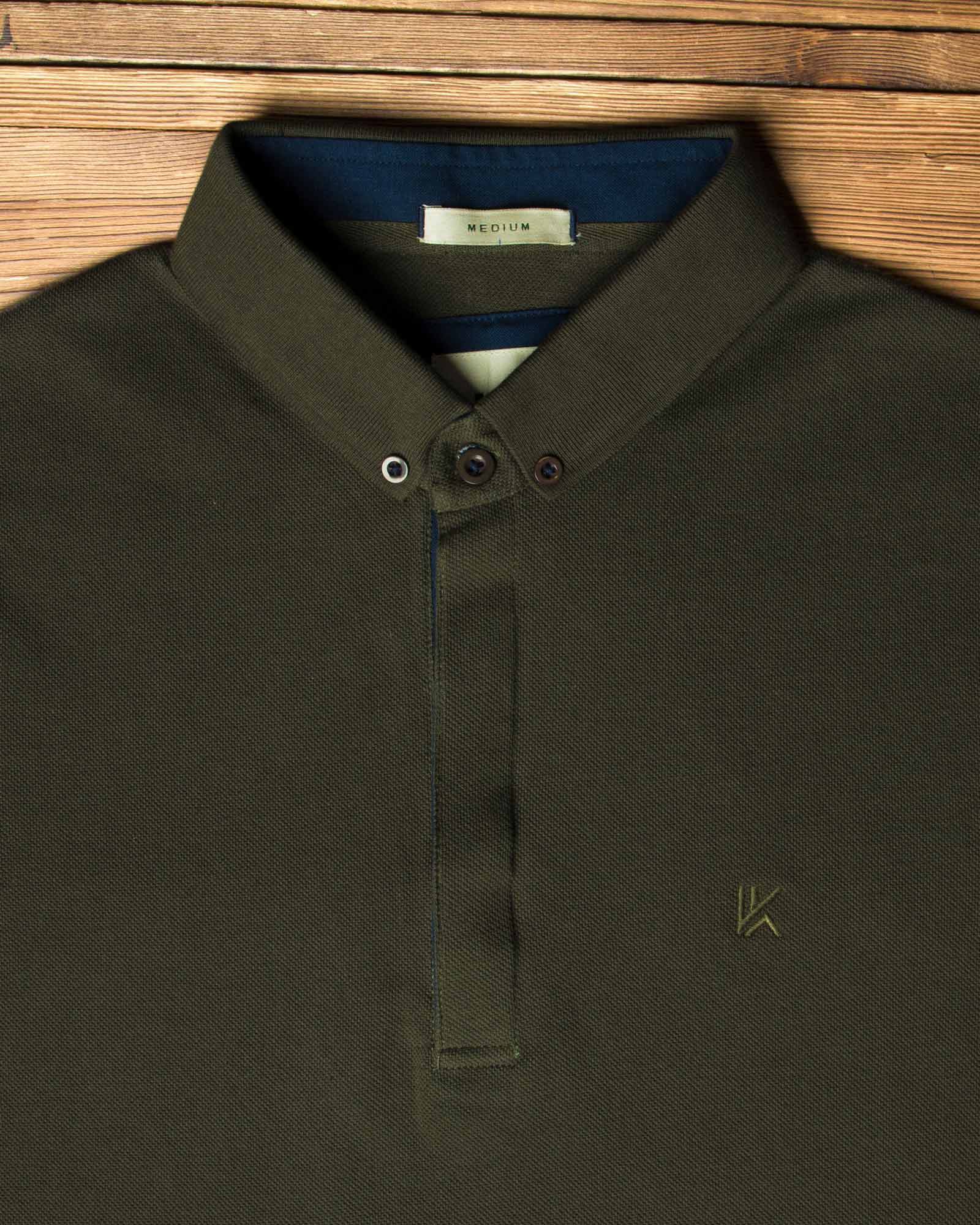 پولوشرت ساده جودون مردانه - یشمی پررنگ - تیشرت یقه‌دار وادین‌کوک