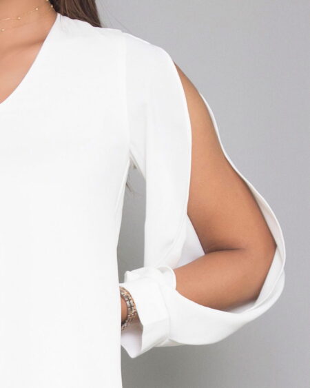 پیراهن مجلسی یقه هفت زنانه-سفید-آستین-محیطی