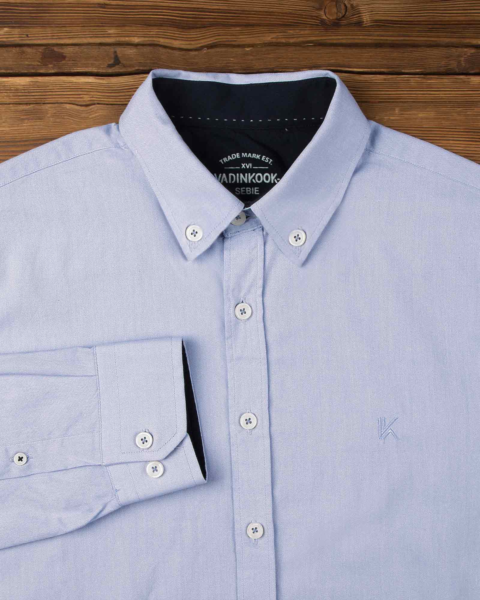 پیراهن مردانه نخی - آبی آسمانی - آستین بلند