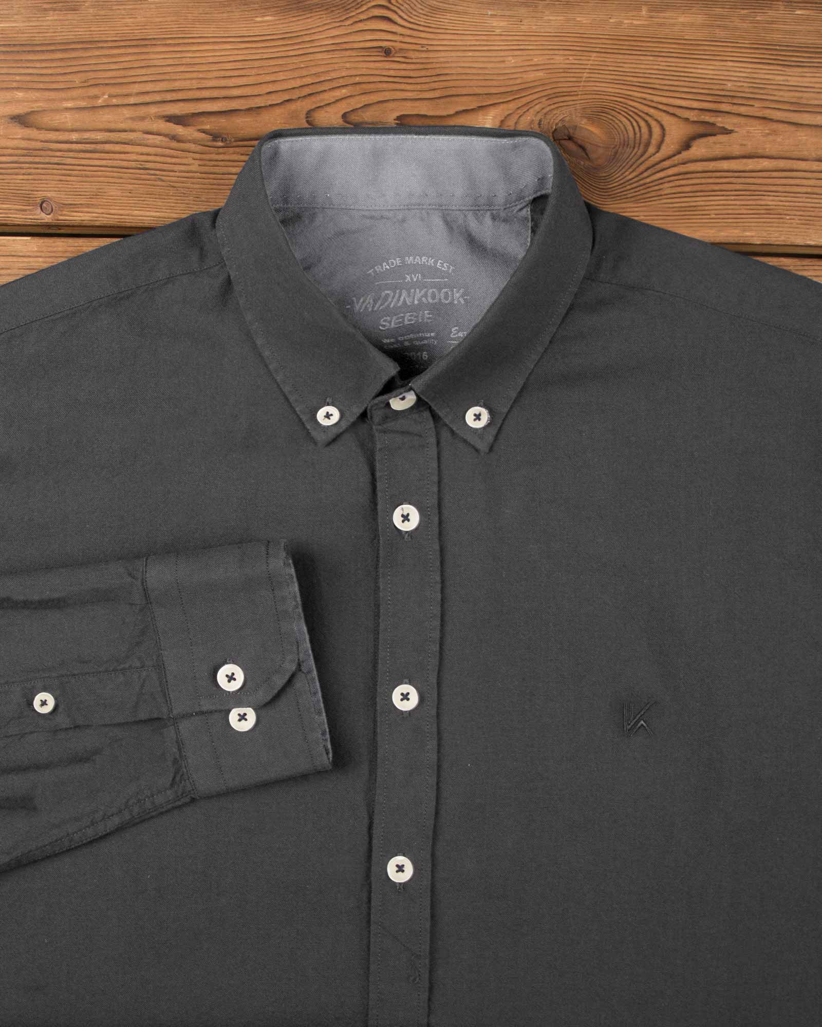 پیراهن مردانه نخی - دودی - آستین بلند