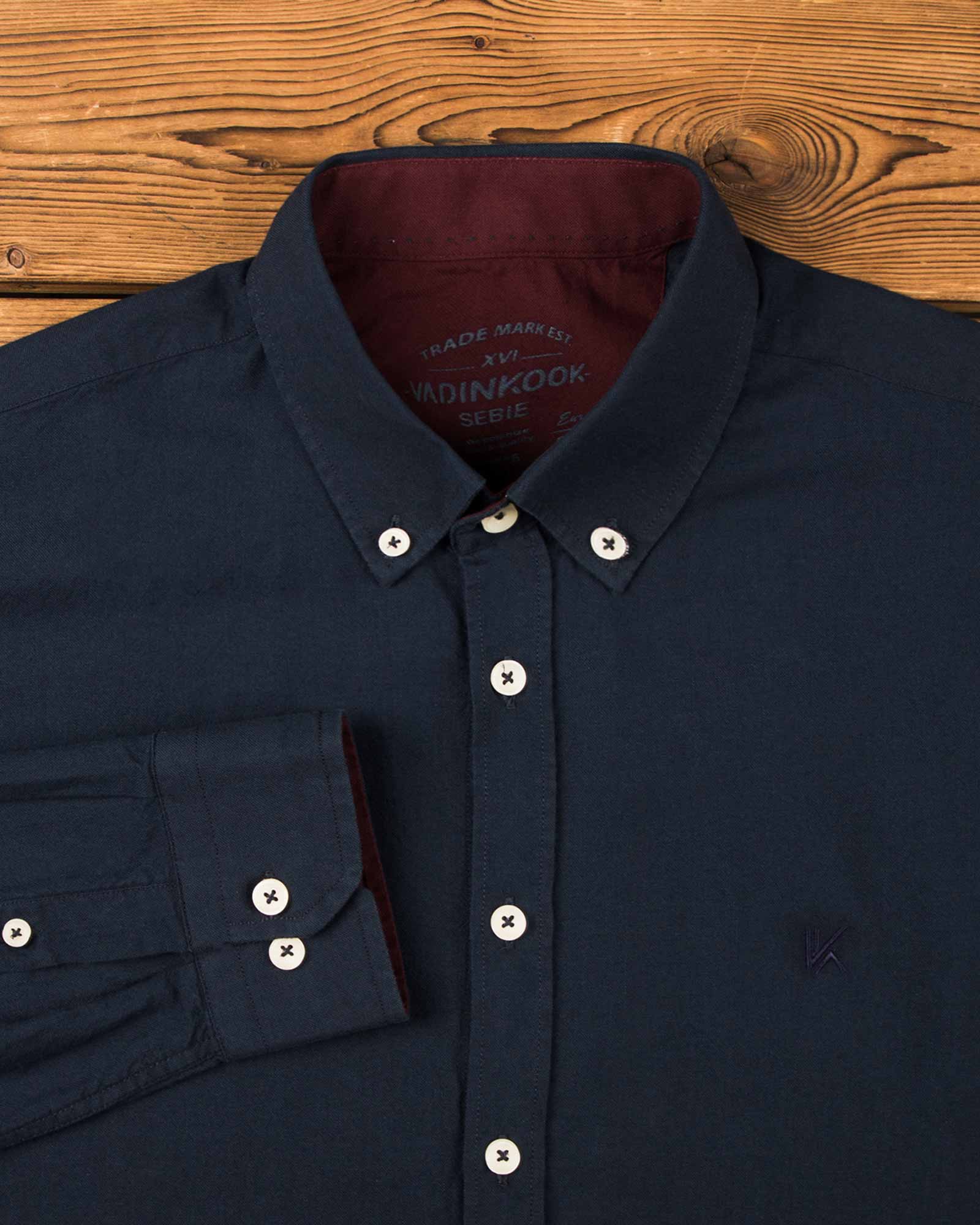 پیراهن مردانه نخی - سرمه‌ای - آستین بلند