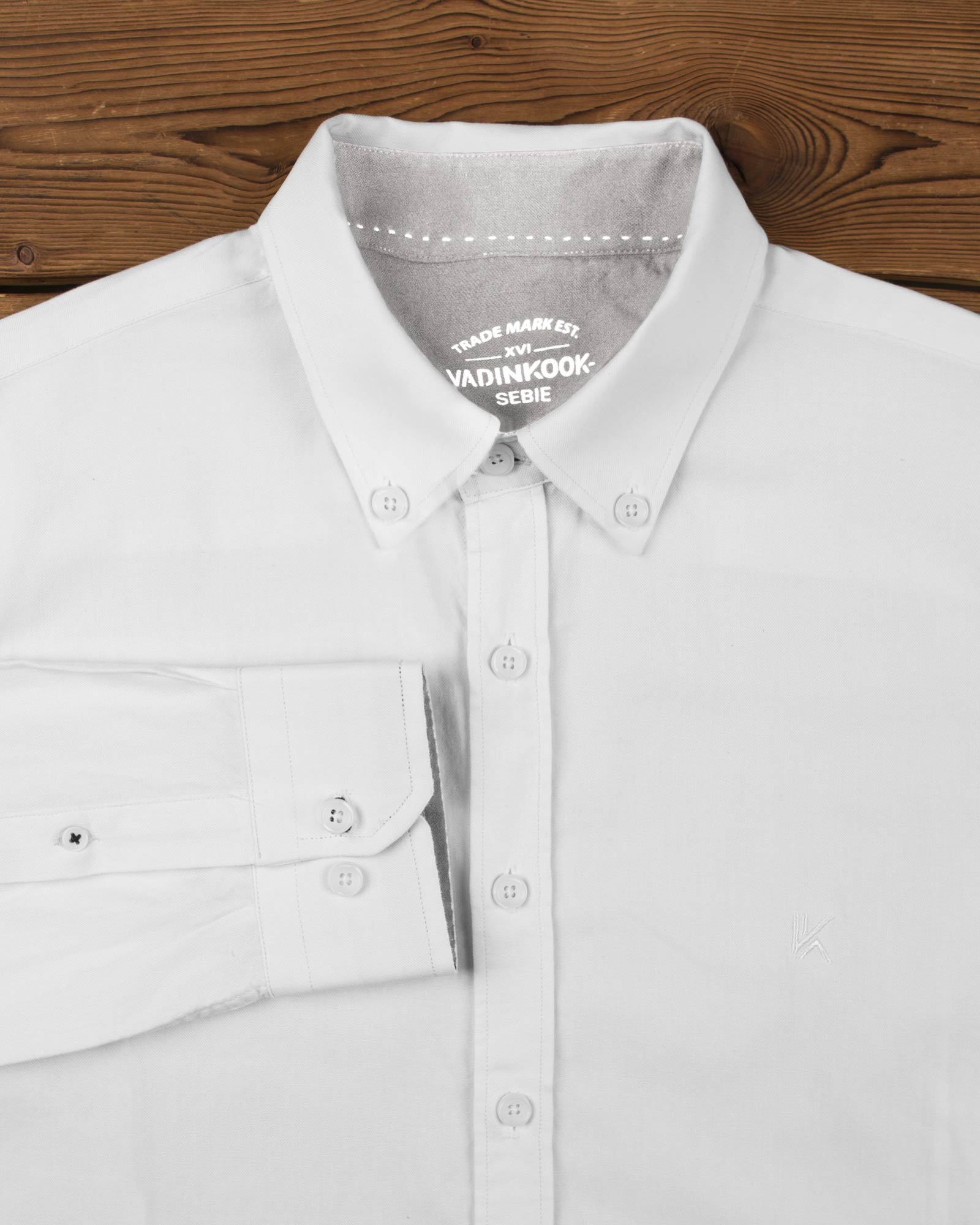 پیراهن مردانه نخی - سفید - آستین بلند