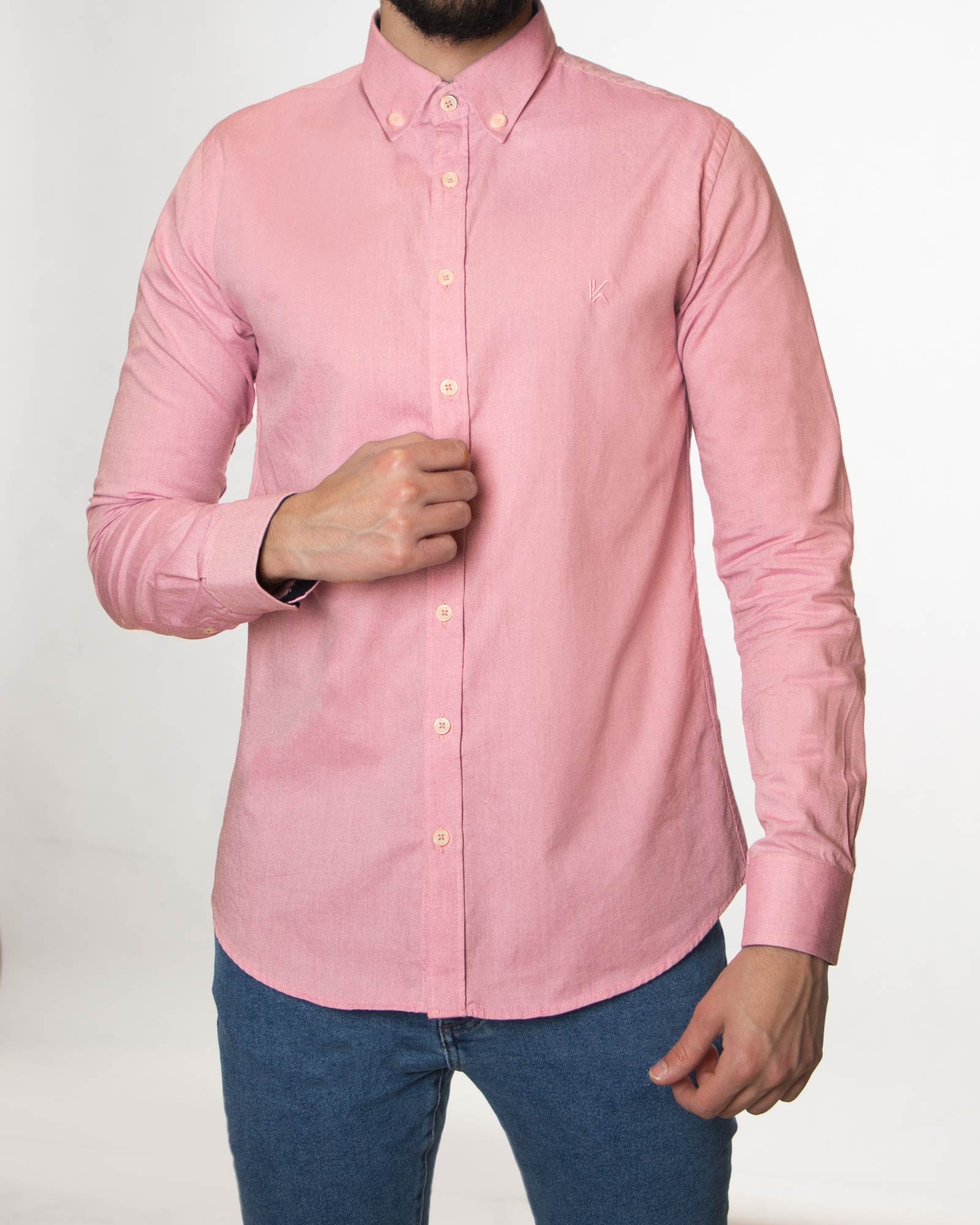 پیراهن مردانه نخی - یاسی روشن - رو به رو