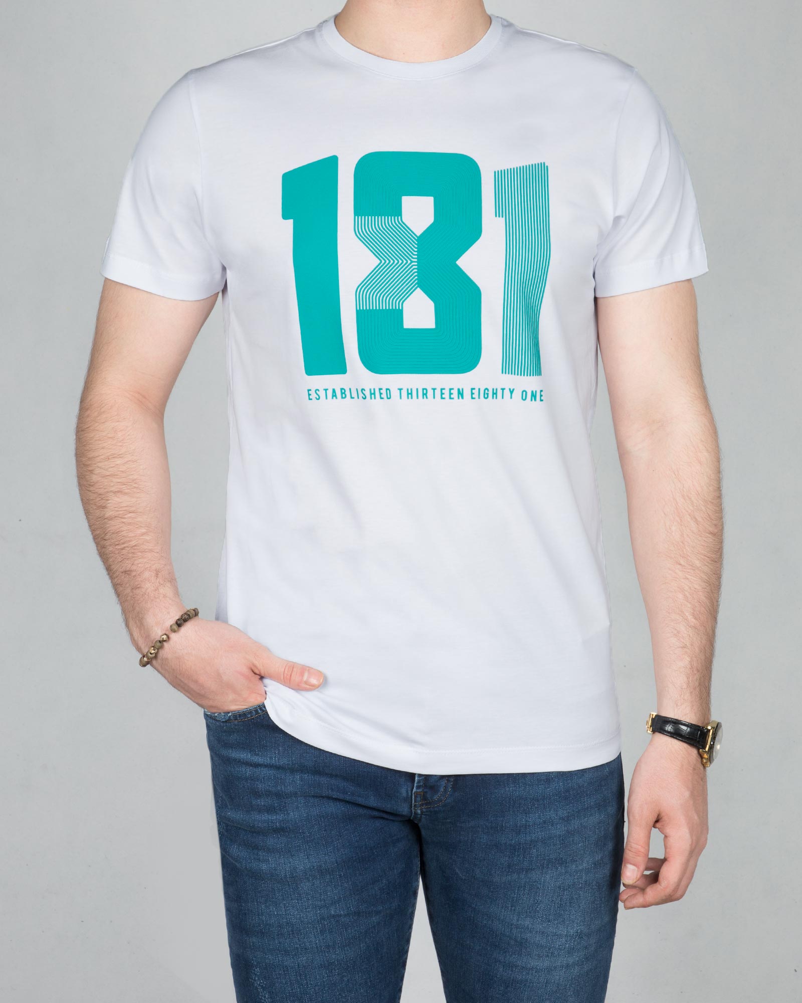 تیشرت کانی راش طرح 181-سفید-روبه رو