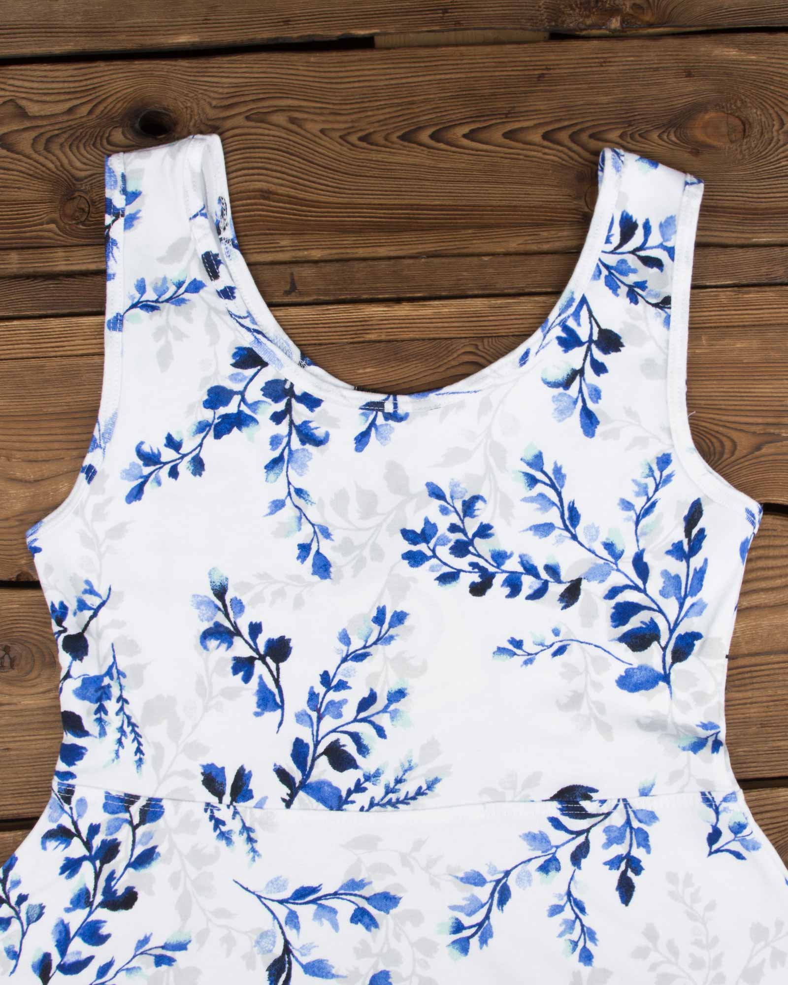 پیراهن دخترانه طرح دار-سفید-یقه