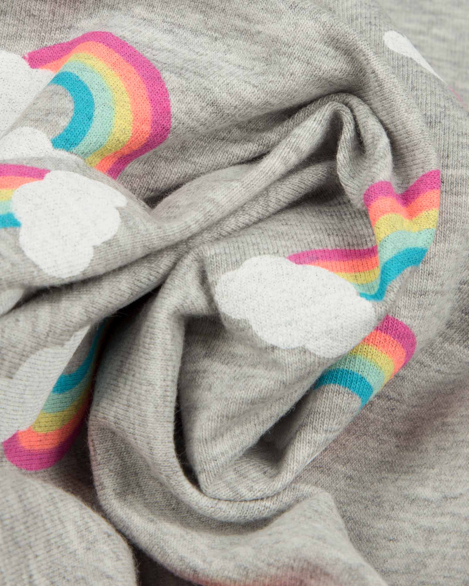 پیراهن دخترانه طرح رنگین کمان-طوسی کمرنگ-جنس