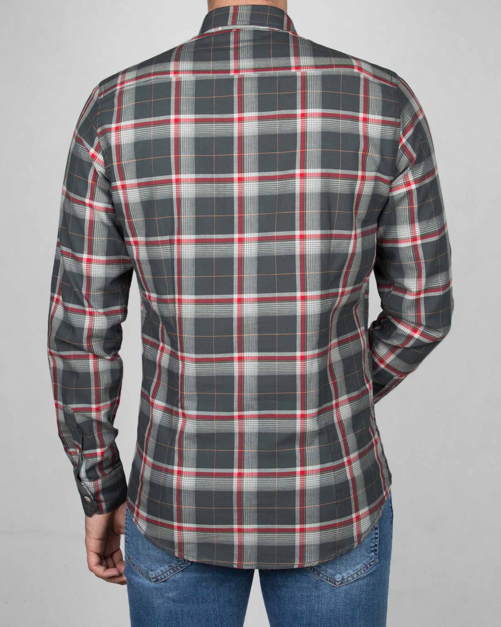 پیراهن-چارخونه-مردانه-دودی-روبه-رو-