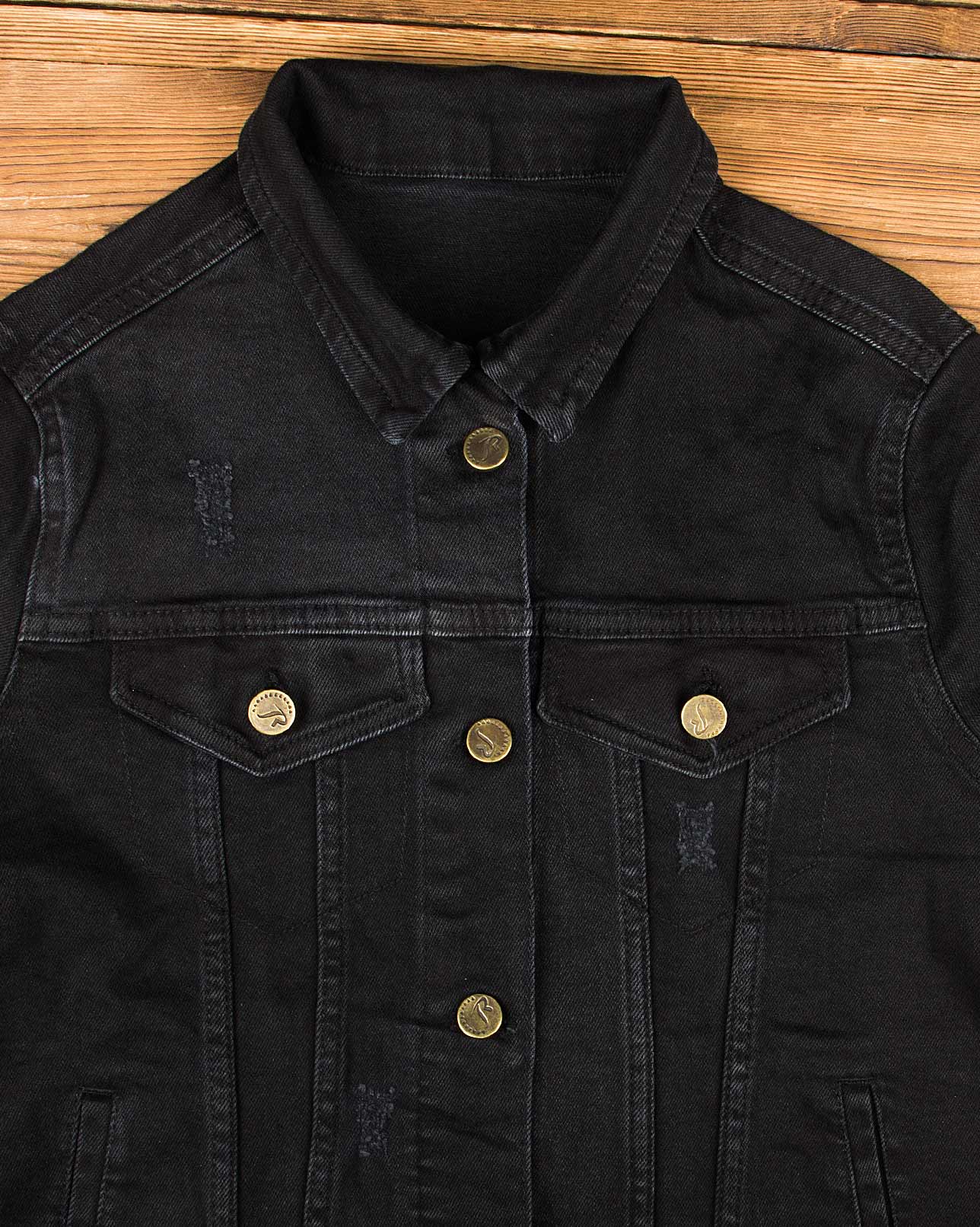 کت جین مشکی زنانه-مشکی-یقه