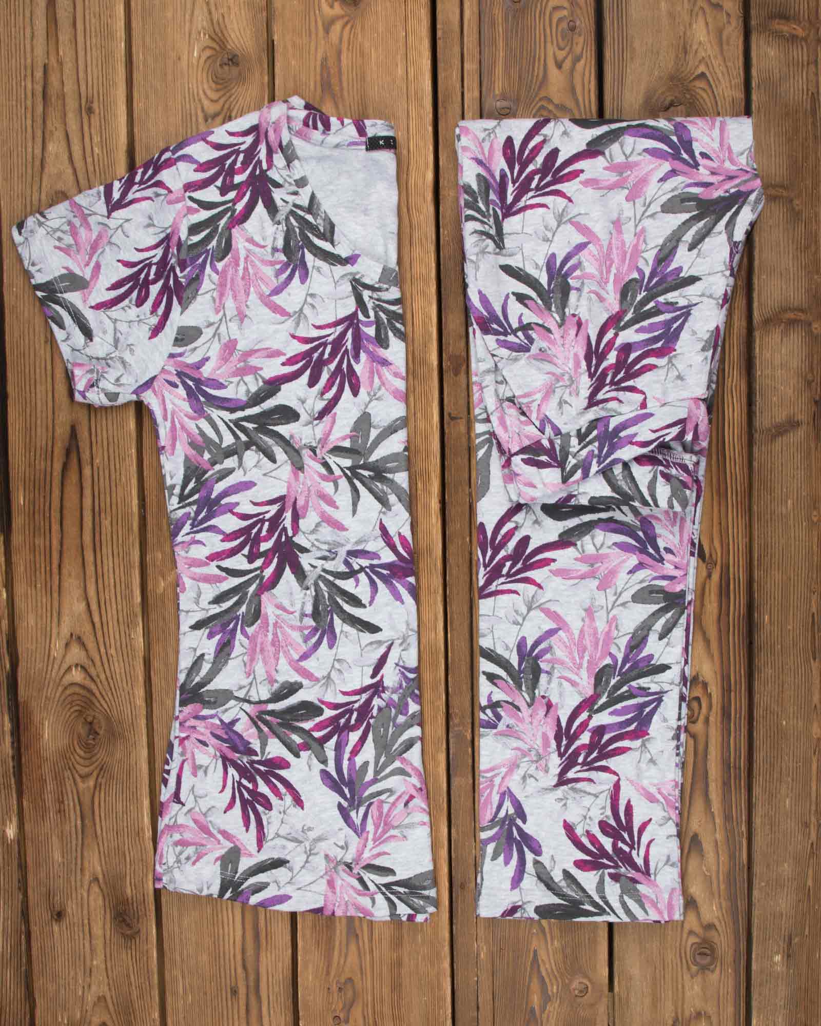 ست بلوز شلوار طرح دار زنانه- طوسی - محیطی