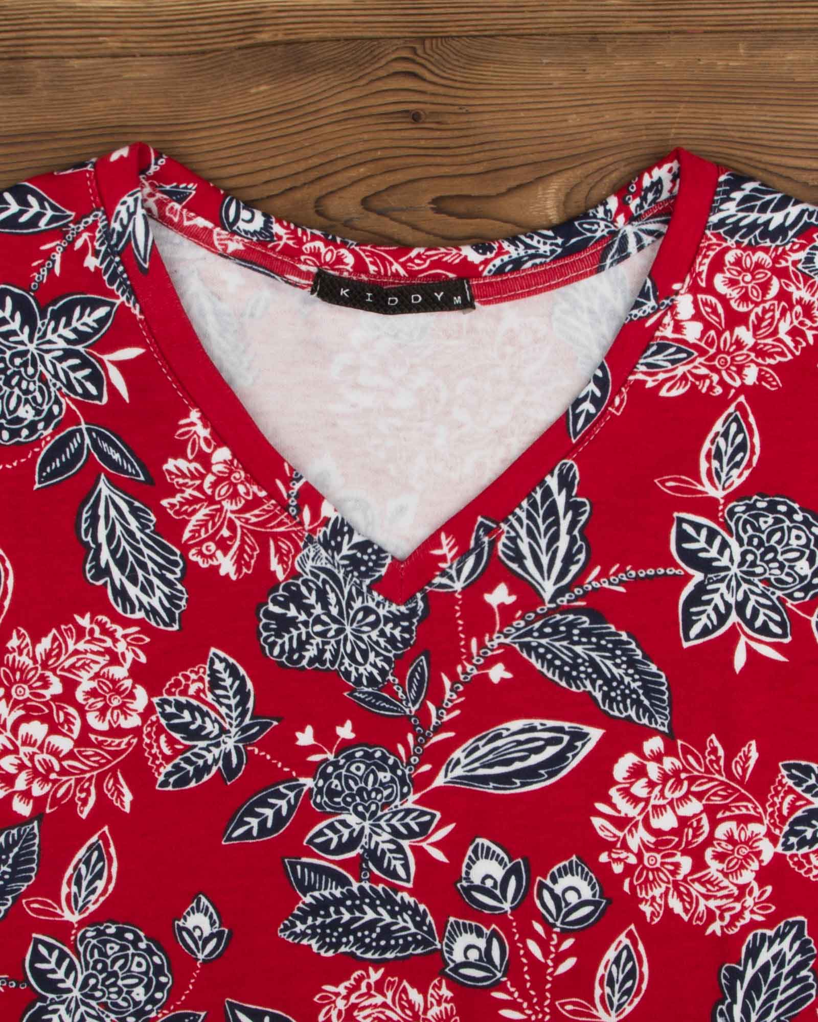 ست بلوز شلوار طرح دار زنانه- قرمز - روبه-رو