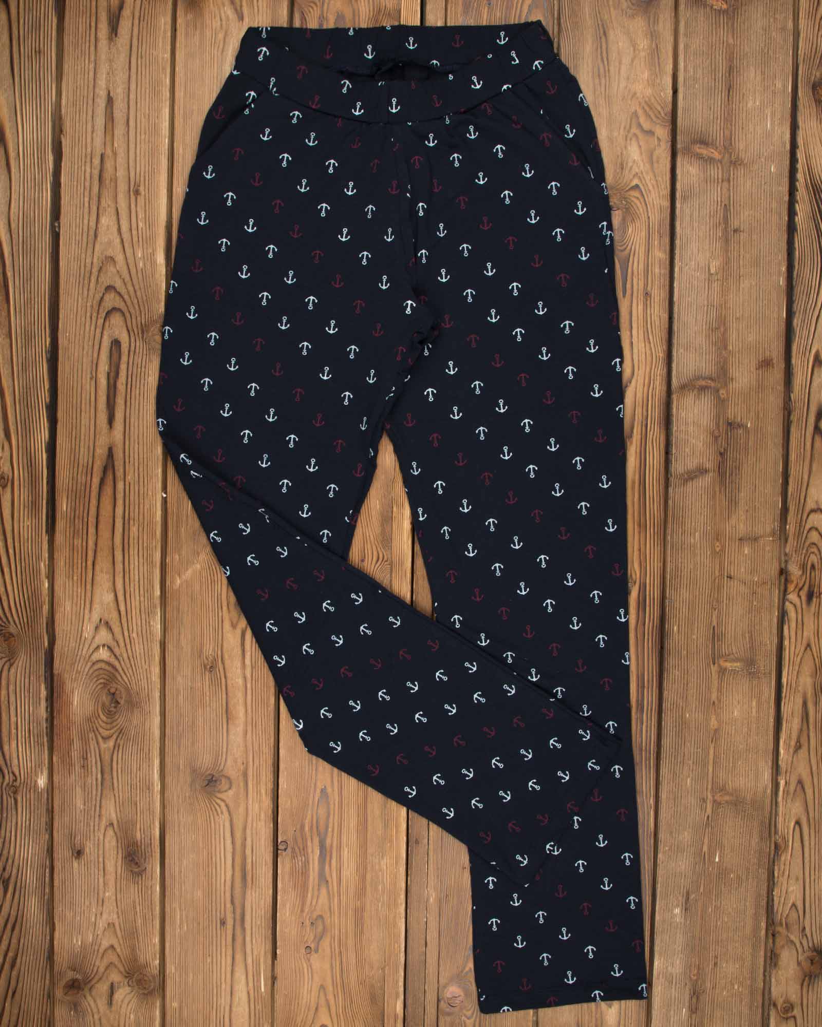 شلوار طرح دار زنانه - سرمه ای تیره - روبه-رو