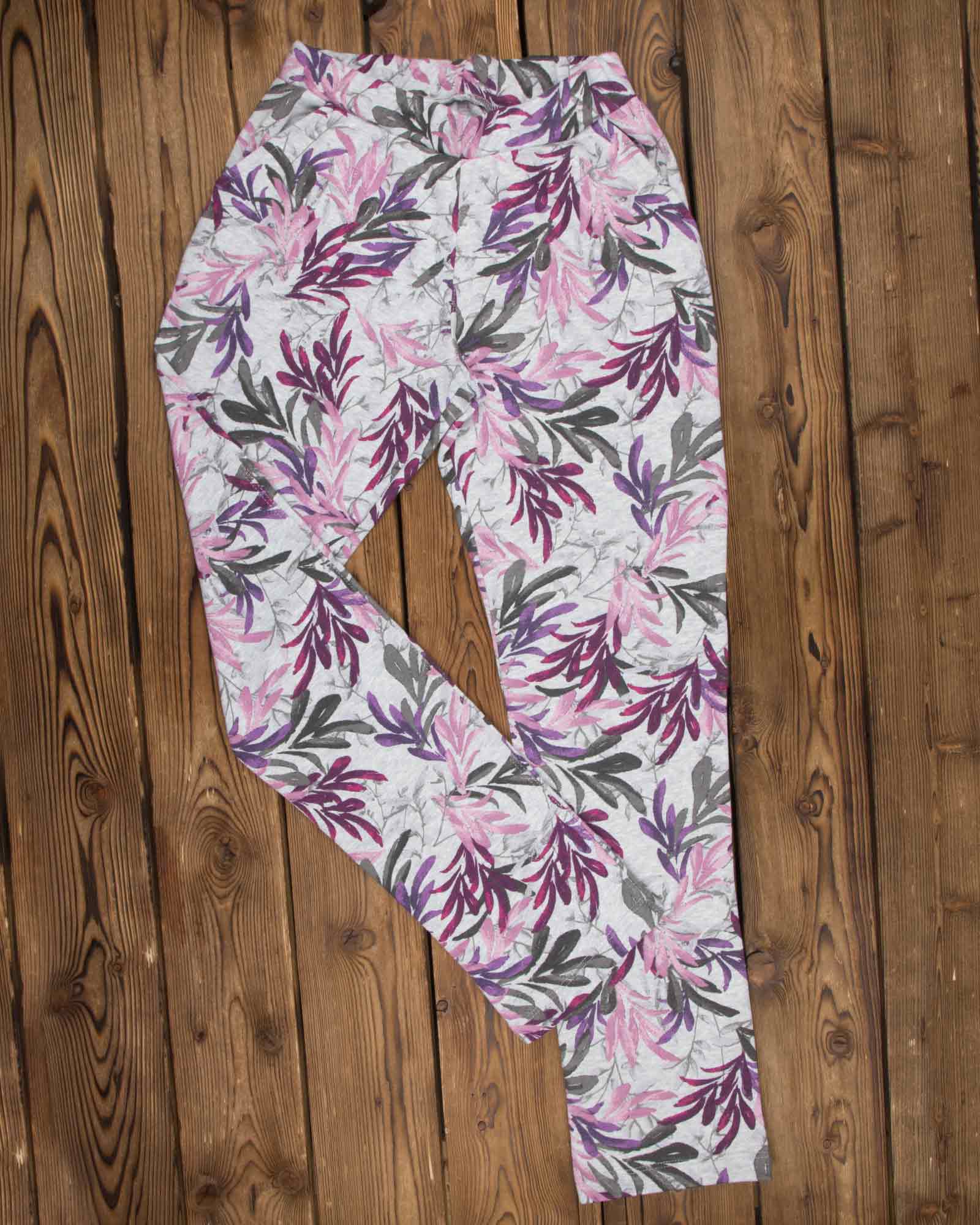 شلوار طرح دار زنانه - طوسی - روبه-رو