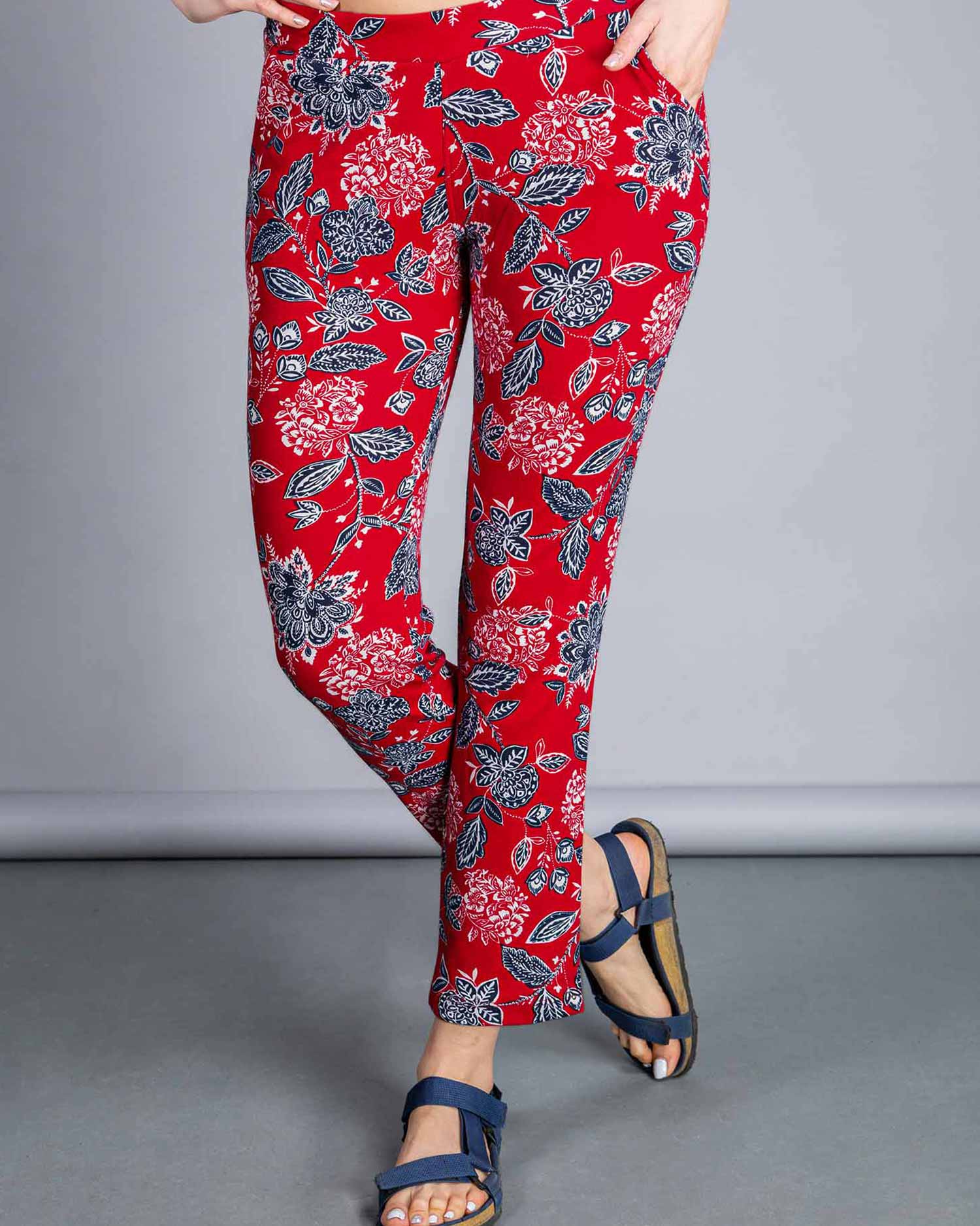 شلوار طرح دار زنانه - قرمز - روبه-رو-محیطی