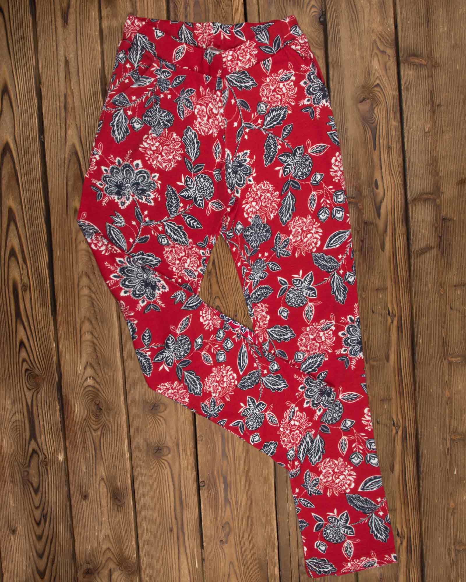 شلوار طرح دار زنانه - قرمز - روبه-رو