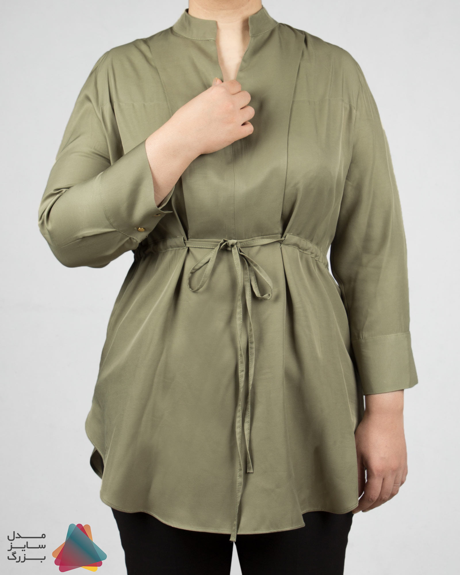 تونیک سایز بزرگ زنانه- زیتونی - روبه-رو