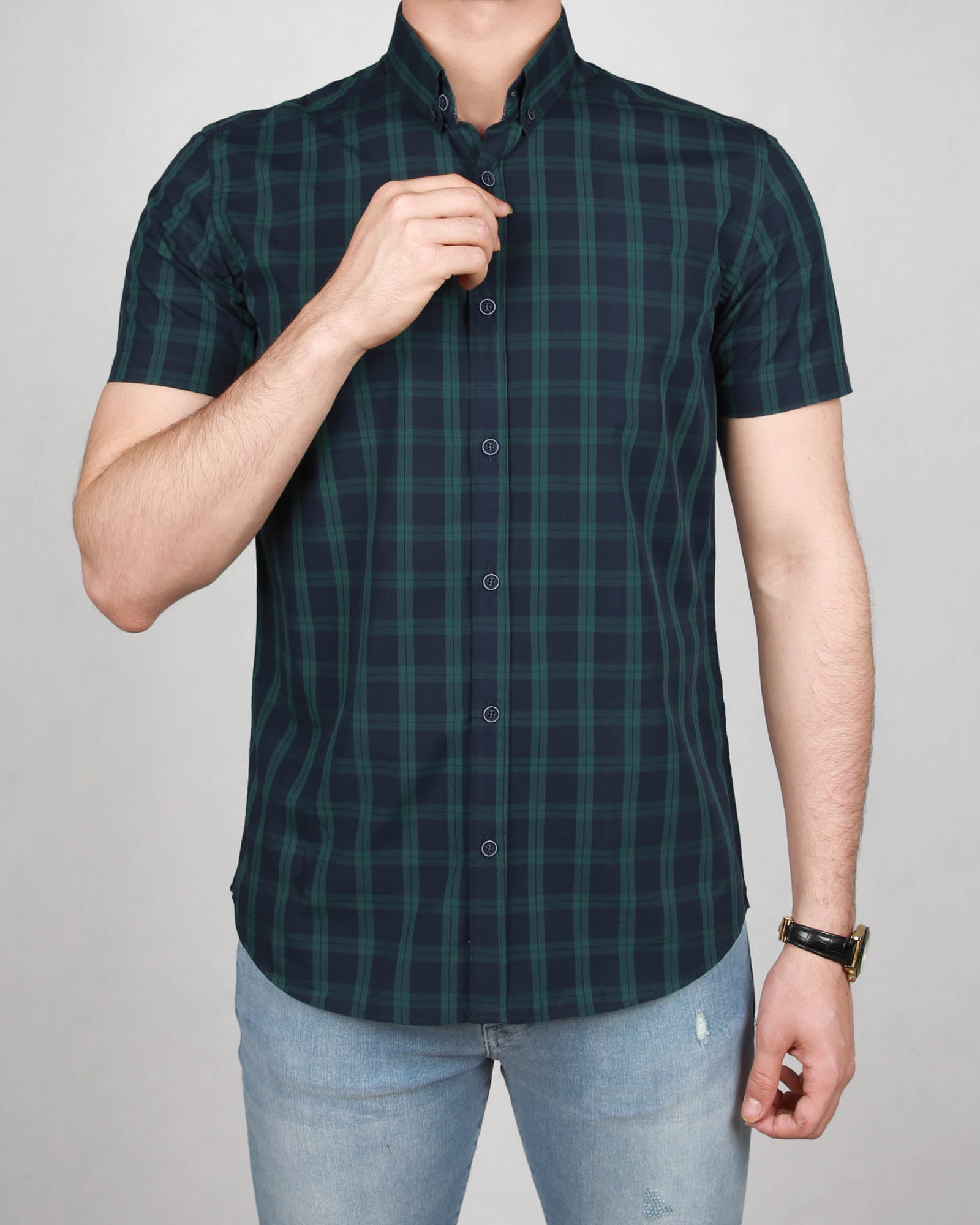 پیراهن آستین کوتاه سبز- روبرو