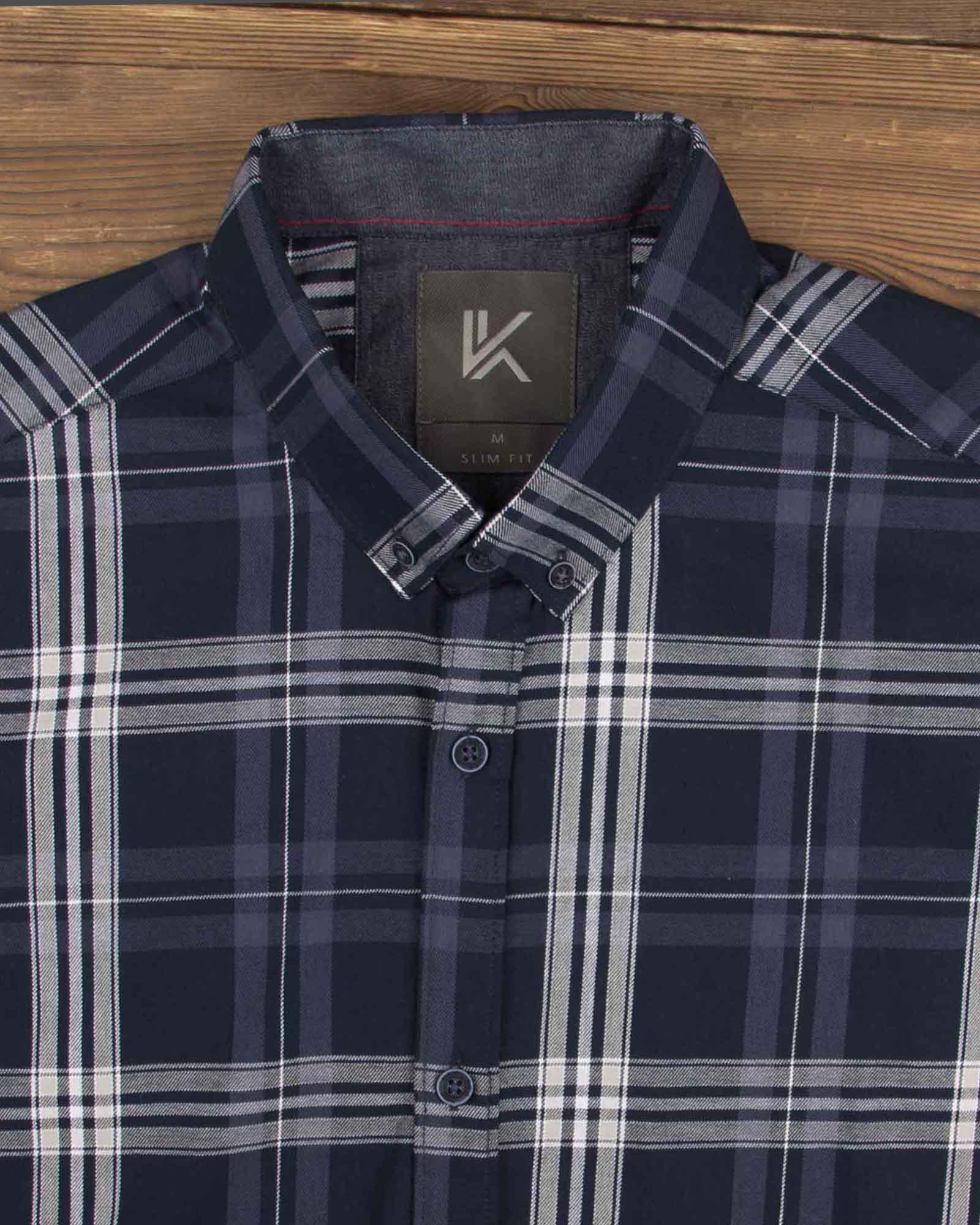 پیراهن آستین کوتاه مردانه- سرمه ای تیره- یقه