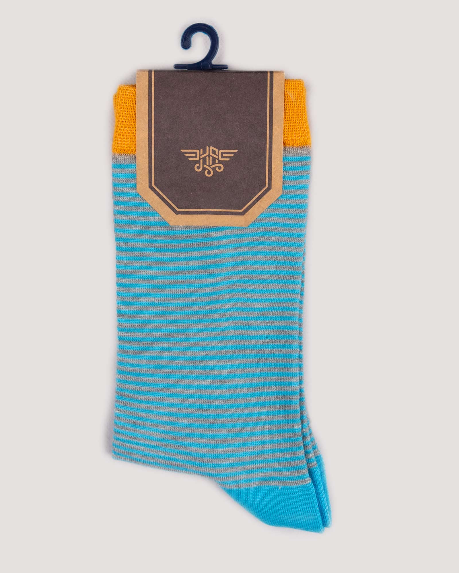 جوراب راه راه رنگی ساق دار- آبی روشن-روبرو