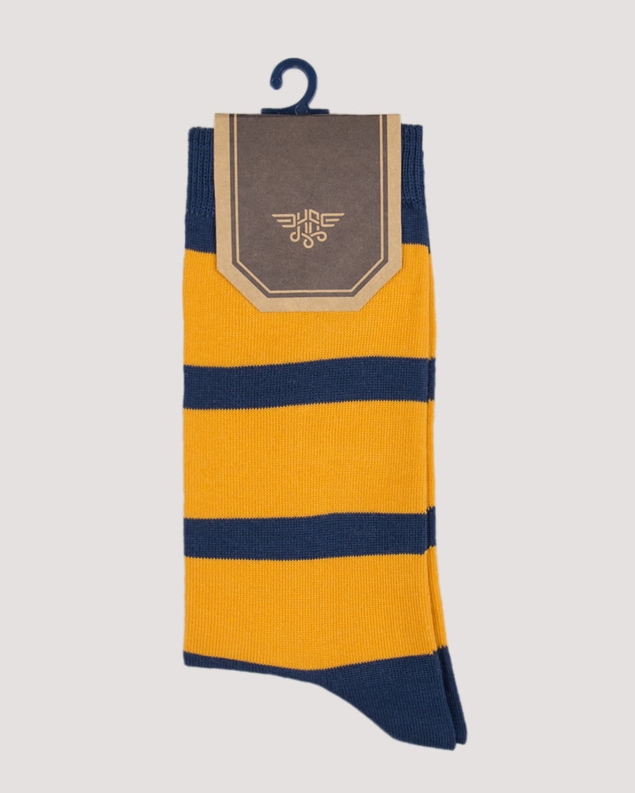 جوراب راه راه رنگی ساق دار- خردلی- روبرو