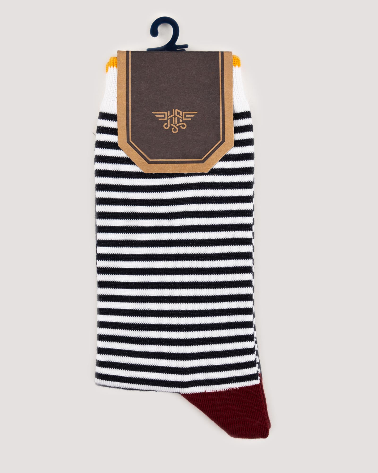 جوراب راه راه رنگی ساق دار- سرمه ای- روبرو