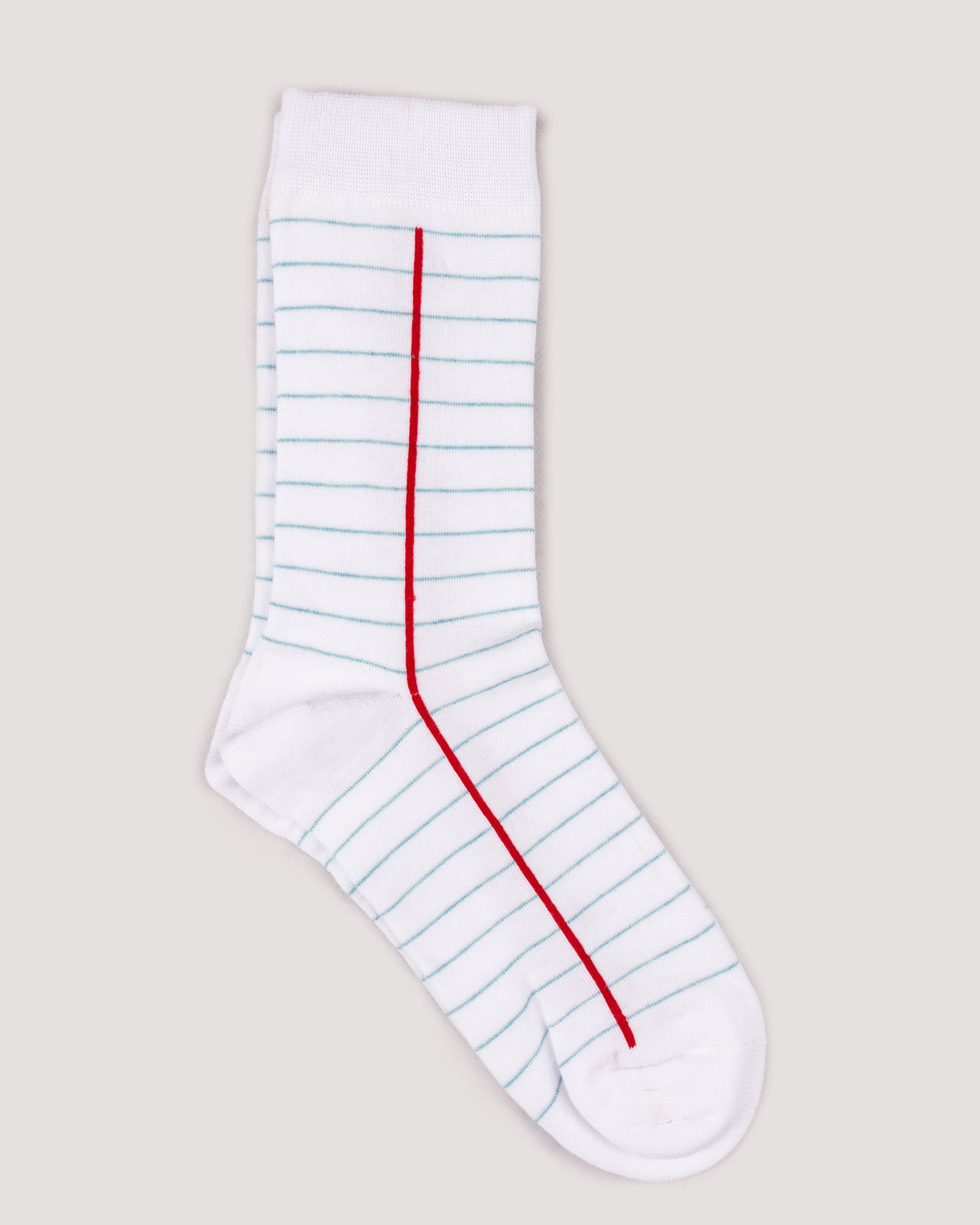 جوراب راه راه رنگی ساق دار- سفید- جفت