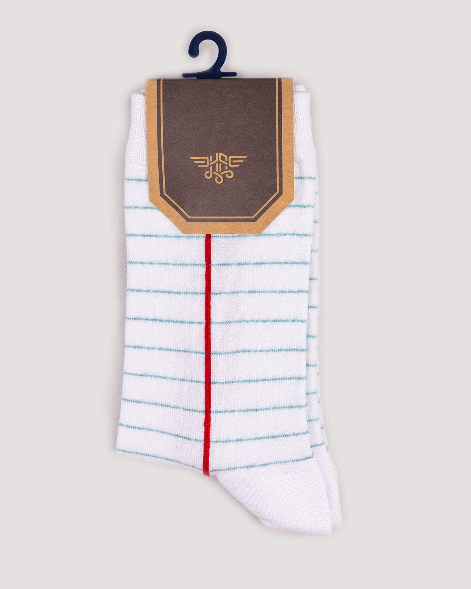 جوراب راه راه رنگی ساق دار- سفید- روبرو